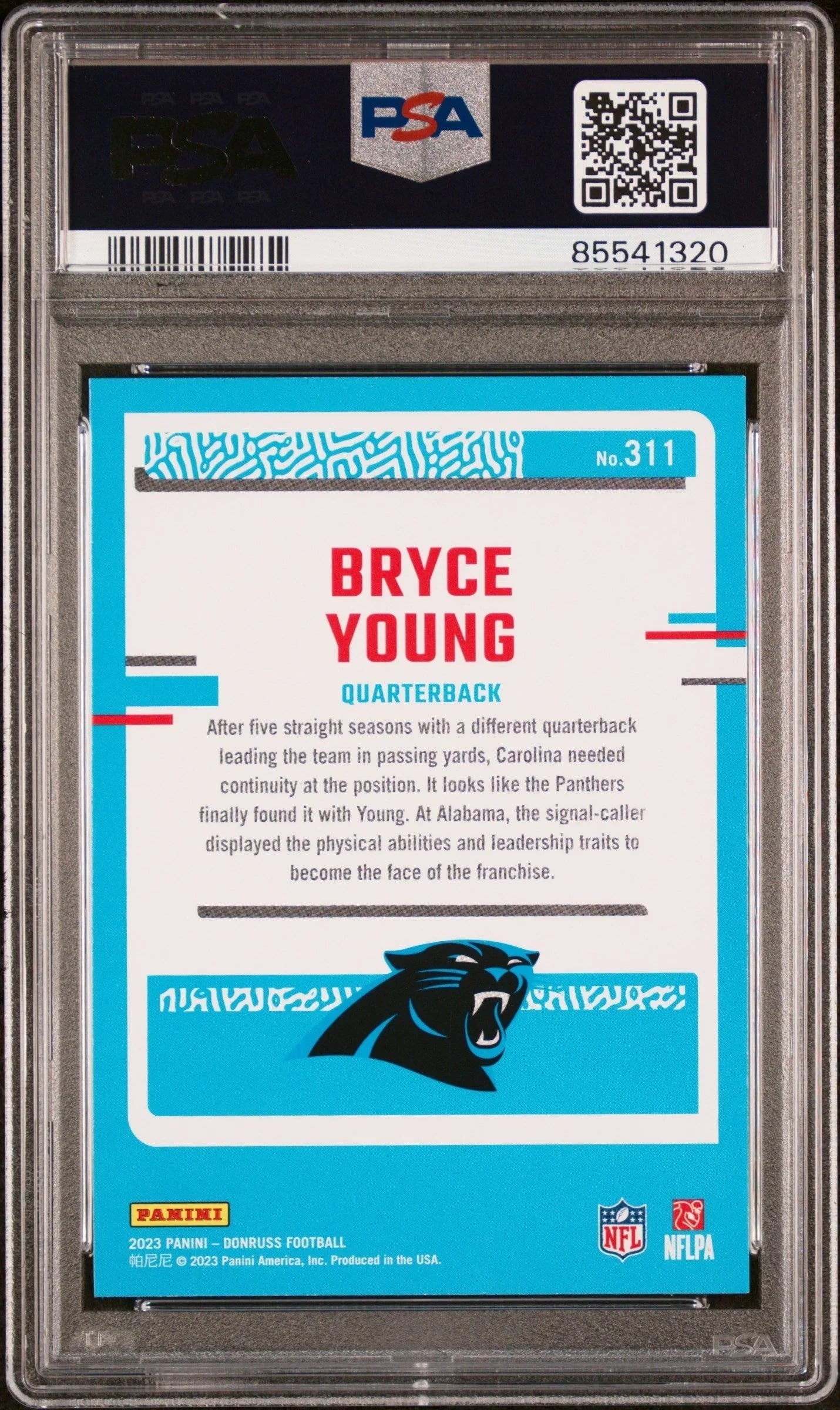 Graded 2023 Panini Donruss Bryce Young #311 Rookie RC Football Card PSA 10 Gem Mint