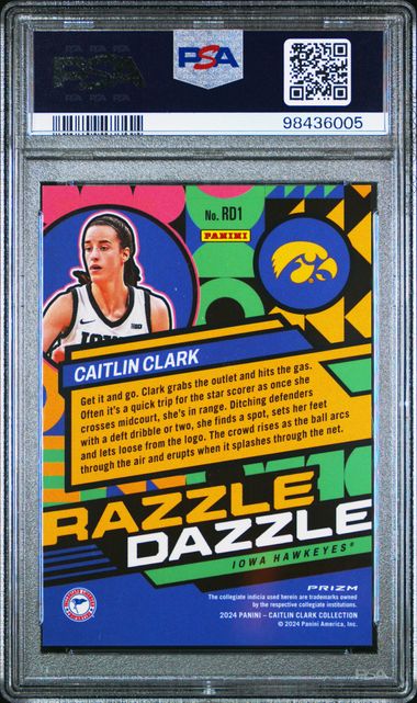 Graded 2024 Panini Caitlin Clark Collection Caitlin Clark #RD1 Razzle Dazzle Rookie RC Basketball Card PSA 10 Gem Mint