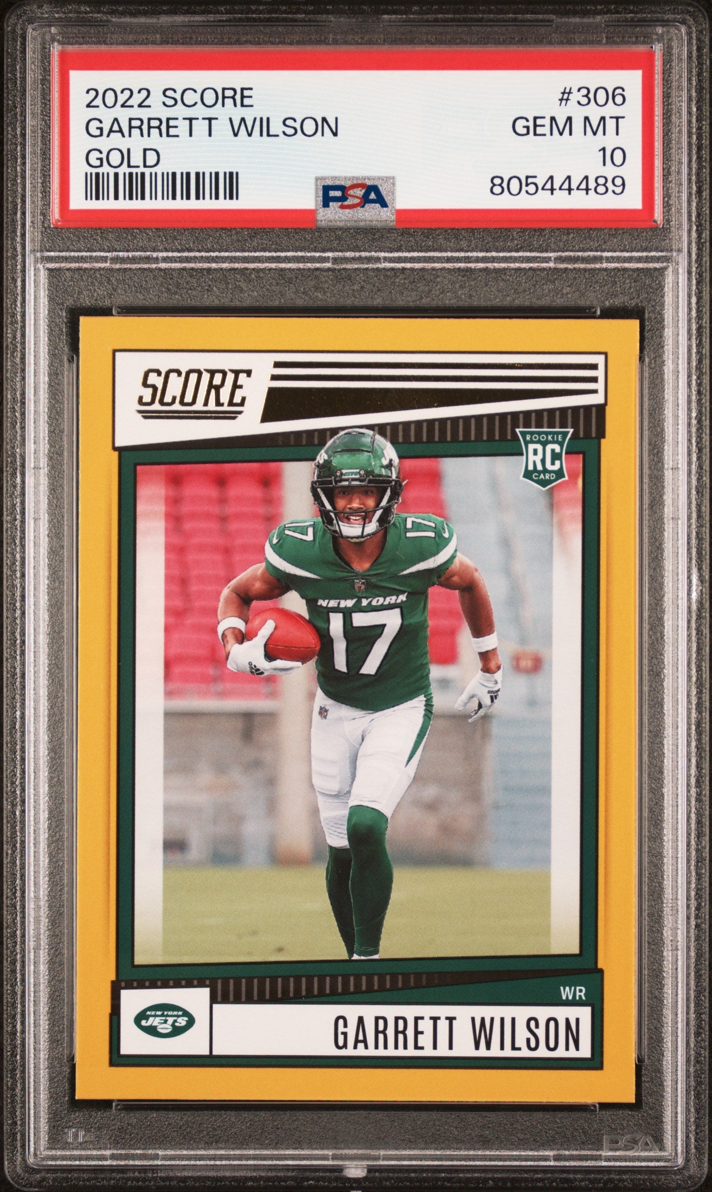 Graded 2022 Panini Donruss Garrett Wilson #306 Gold Rookie RC Football Card PSA 10 Gem Mint