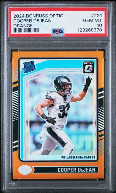 Graded 2024 Panini Donruss Optic Orange Cooper Dejean #221 /249 Rookie RC Football Card PSA 10 Gem Mint