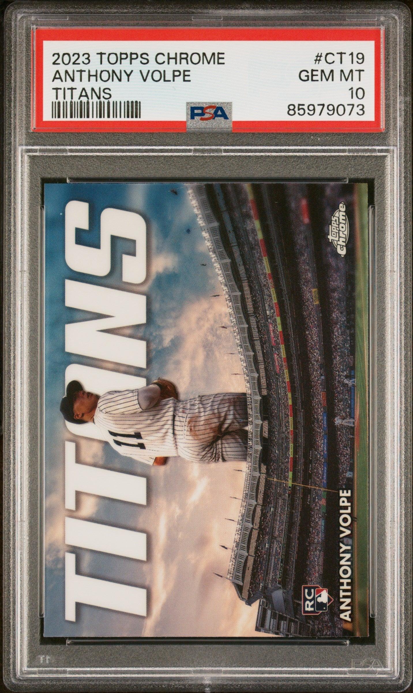 Graded 2023 Topps Chrome Anthony Volpe #CT19 Titans Rookie RC Baseball Card PSA 10 Gem Mint