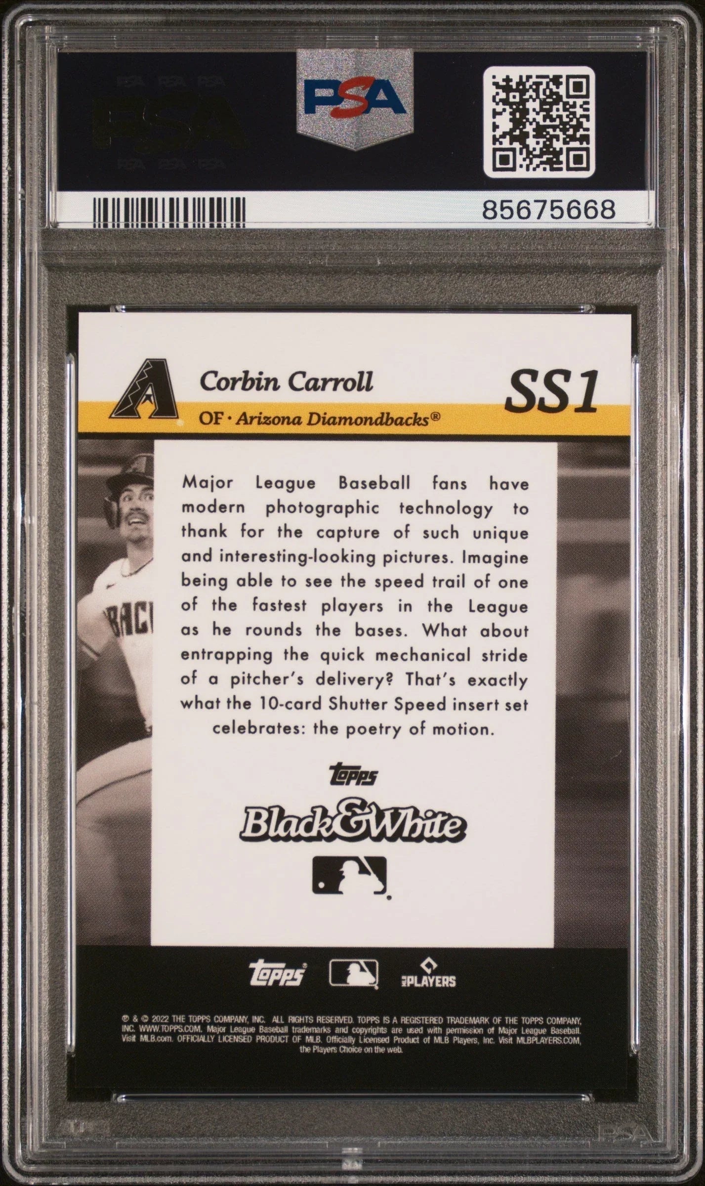 Graded 2023 Topps Black & White Corbin Carroll #SS1 Shutter Speed Rookie RC Baseball Card PSA 10 Gem Mint