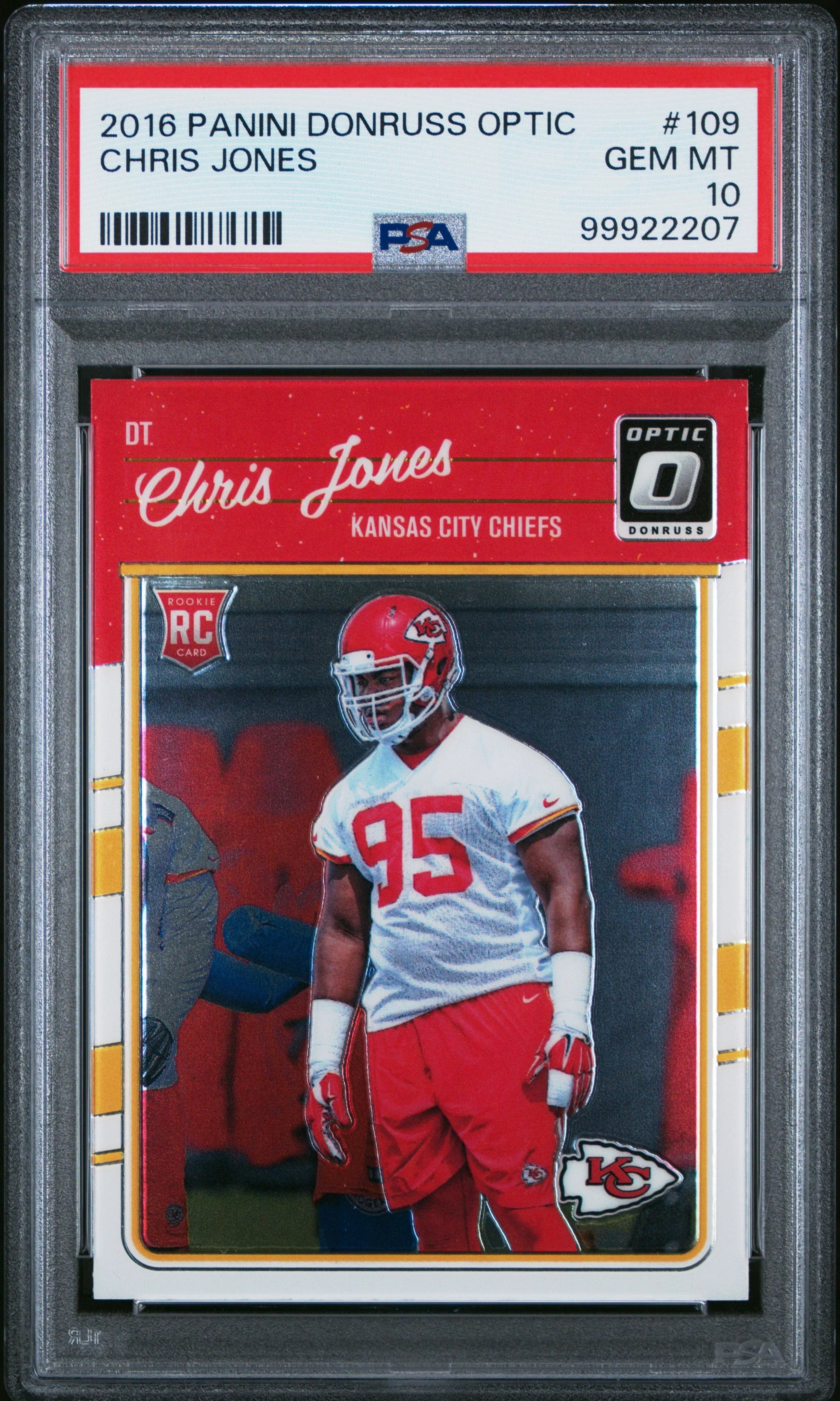 Graded 2016 Panini Donruss Optic Chris Jones #109 Rookie RC Football Card PSA 10 Gem Mint