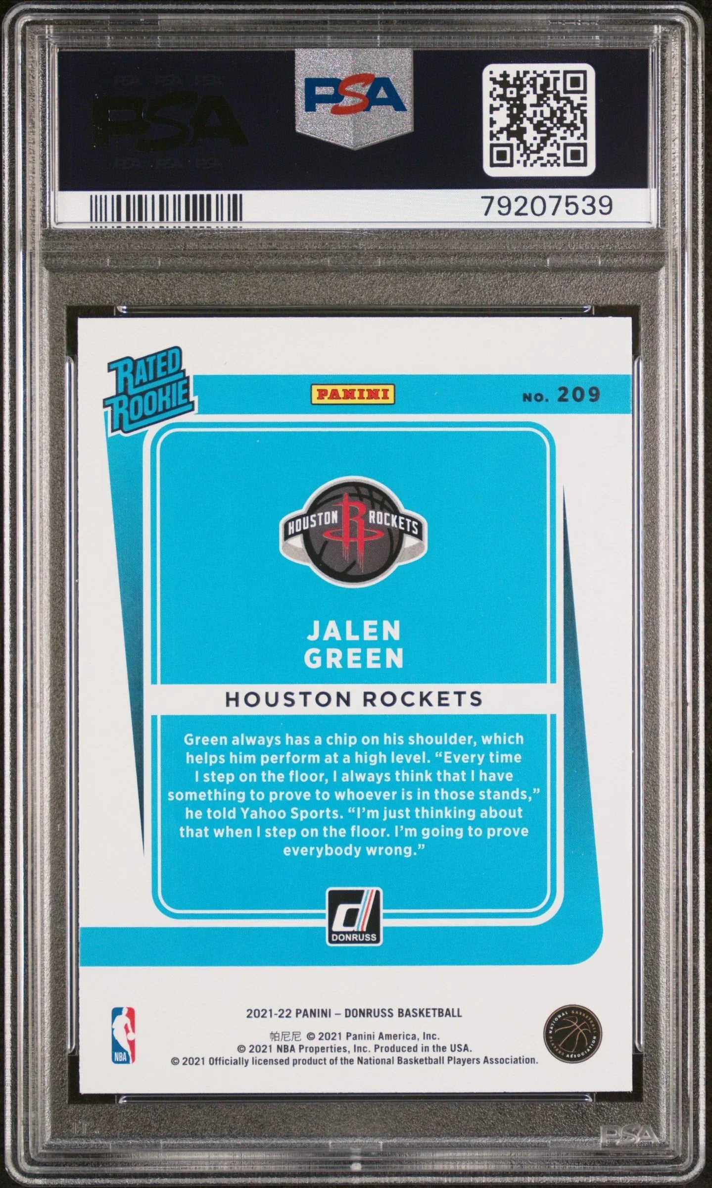 Graded 2021 Panini Donruss Jalen Green #209 Holo Orange Laser Rookie RC Basketball Card PSA 10 Gem Mint
