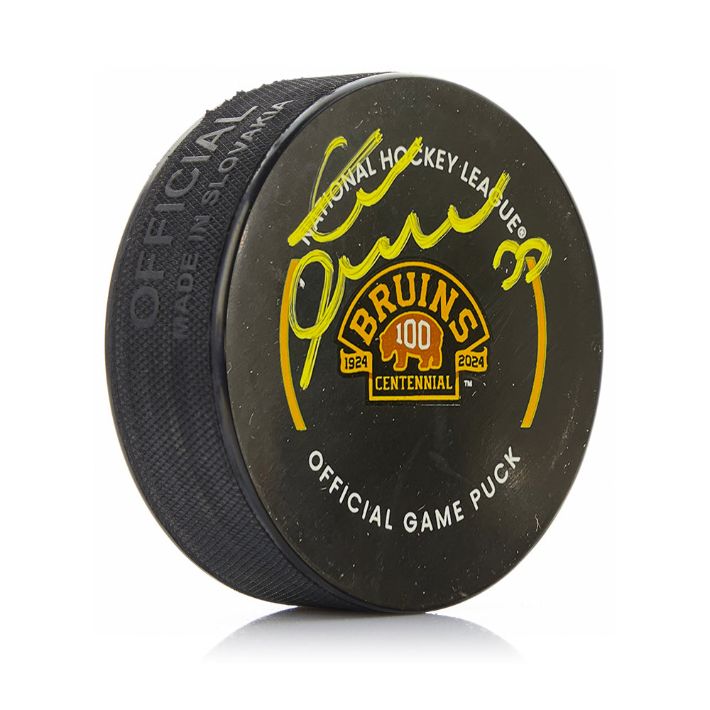 Zdeno Chara Boston Bruins Autographed 100th Anniversary Hockey Game Model Puck