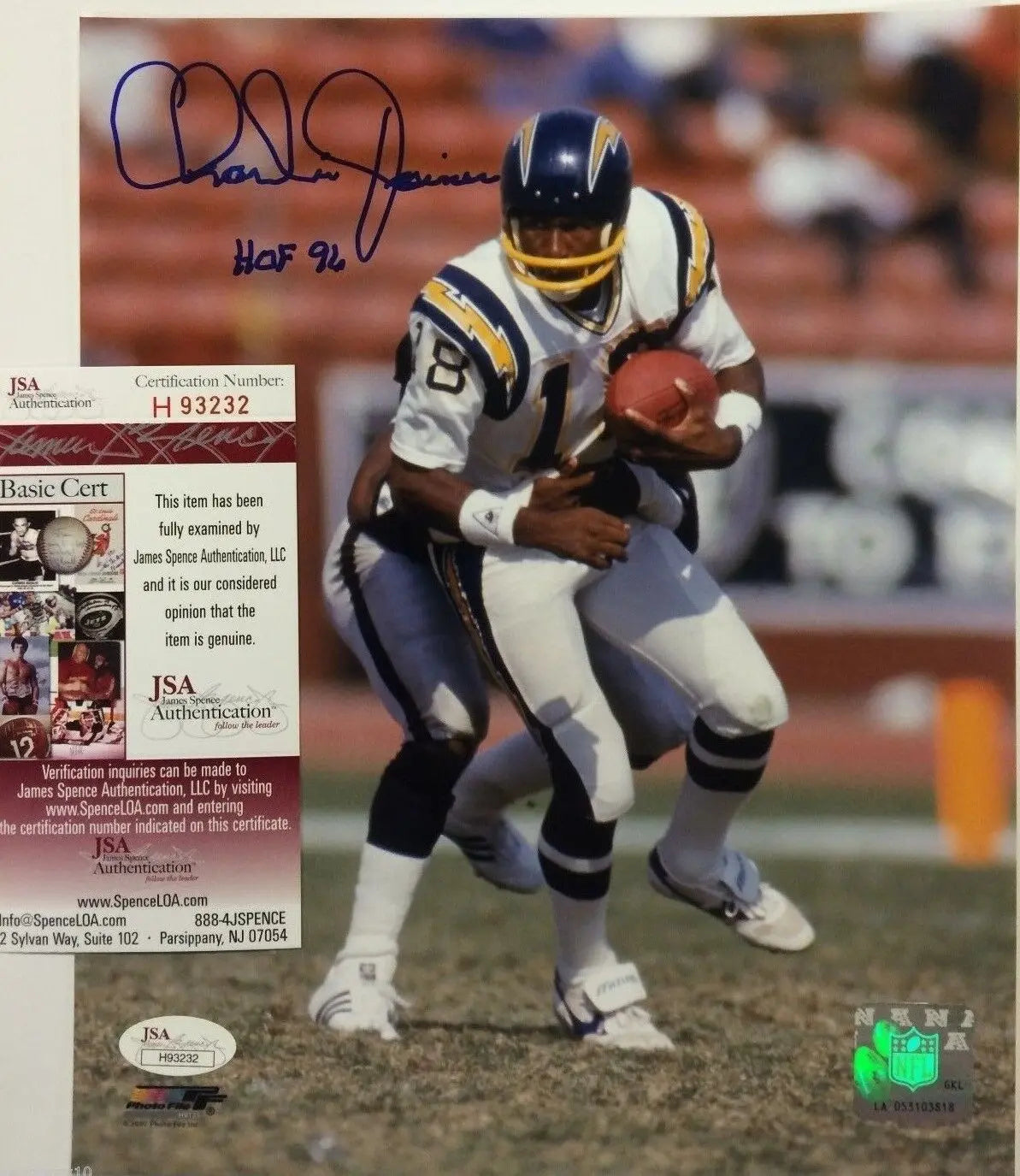Charlie Joiner Autographed Signed Insc San Diego Chargers 8X10 Photo Jsa Coa