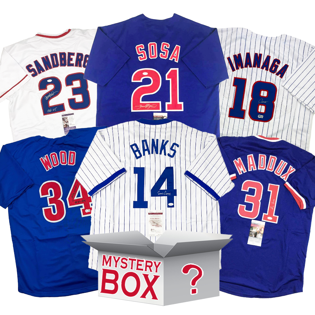 Autographed/Signed Chicago Baseball Jersey Mystery Box with PSA JSA or Beckett COA