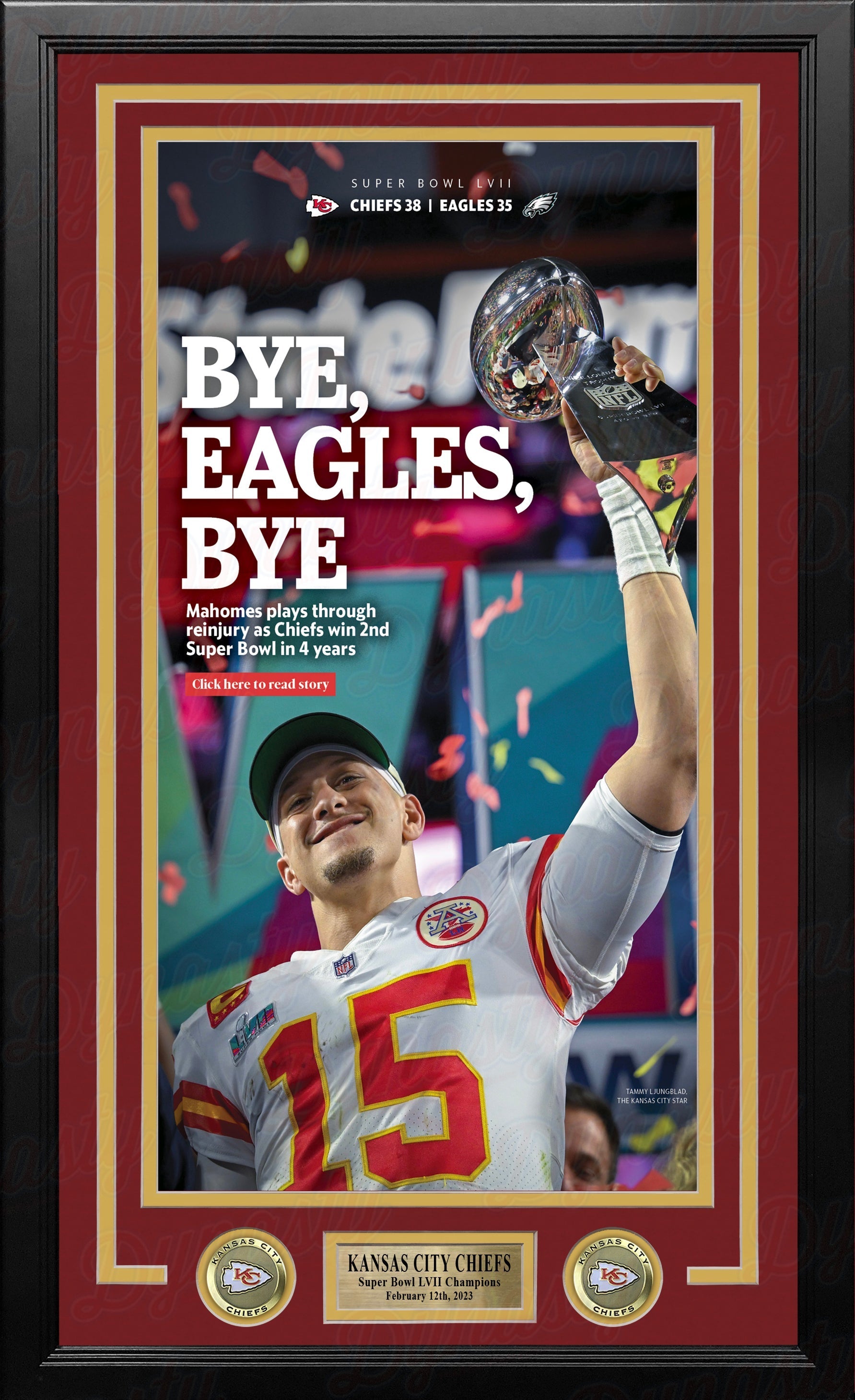 Patrick Mahomes Kansas City Chiefs Super Bowl Champions Framed Newspapers (3 Super Bowls)