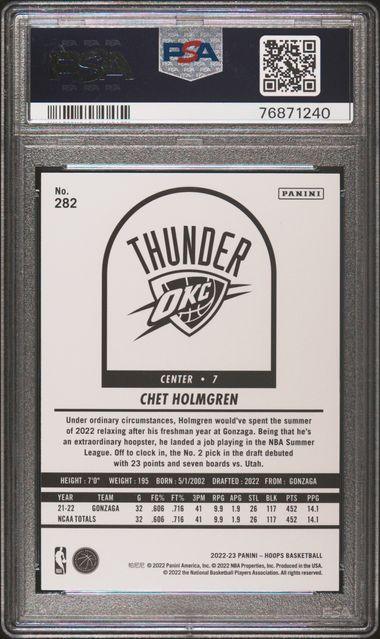 Graded 2022 Panini NBA Hoops Chet Holmgren #282 Winter Rookie RC Basketball Card PSA 10 Gem Mint
