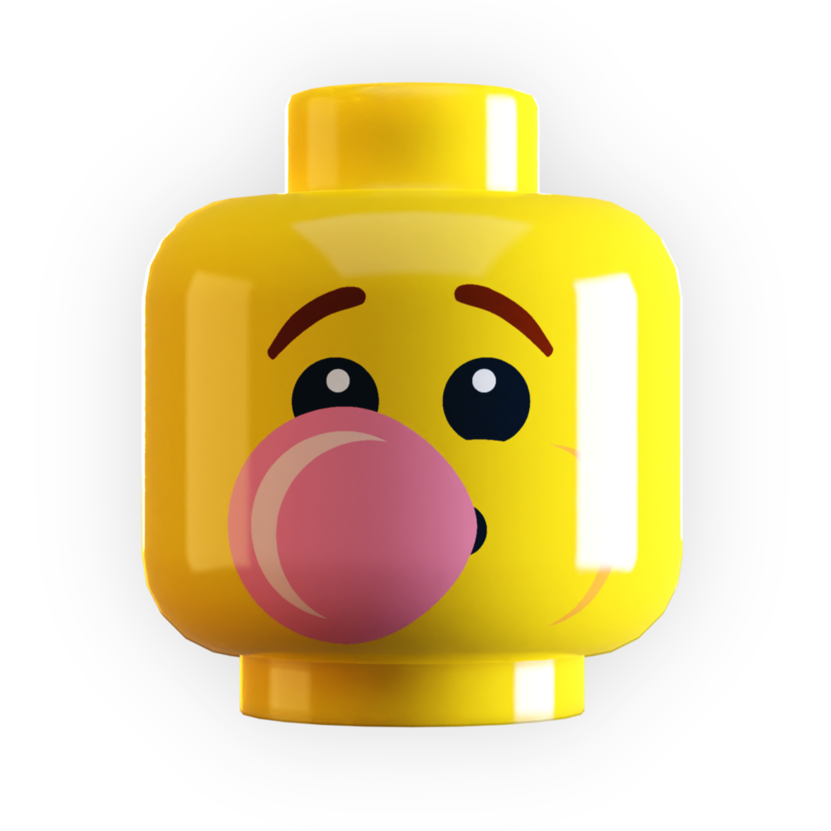 Boy Blowing Bubble Gum Minifig Head made using LEGO part - B3 Customs