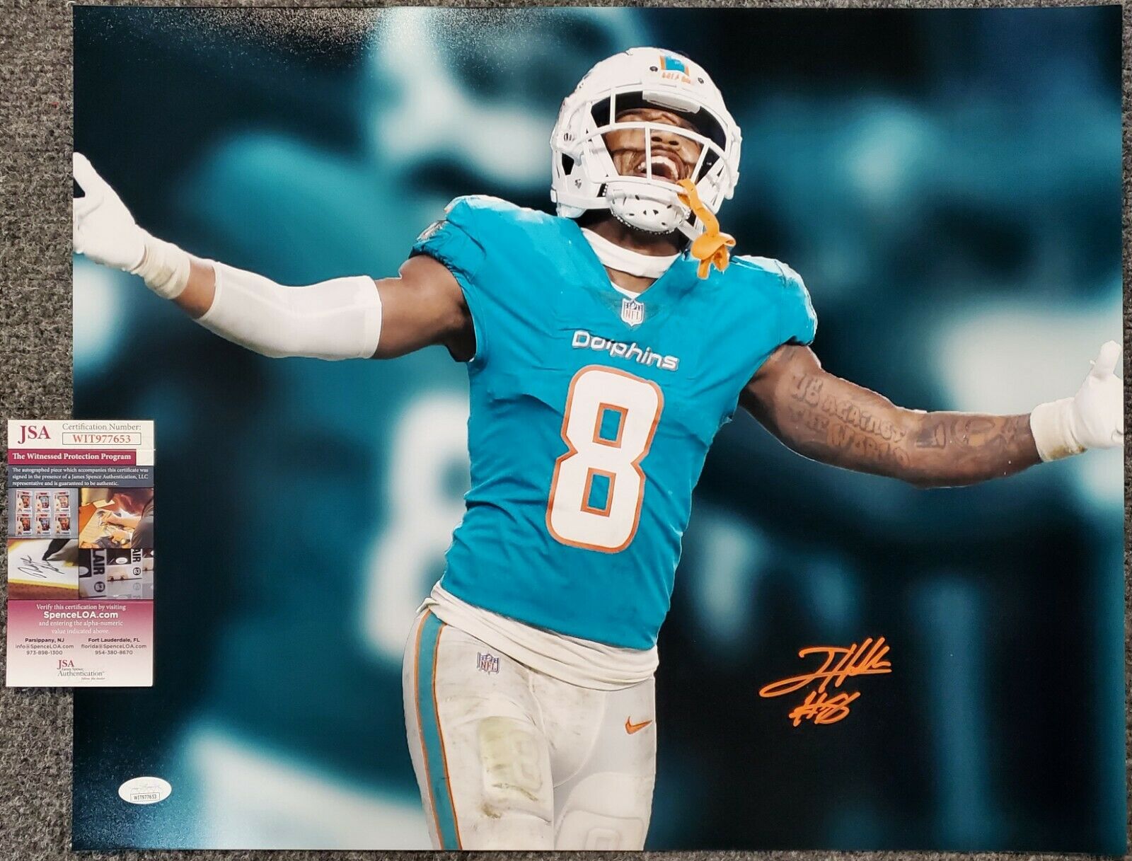 Miami Dolphins Jevon Holland Autographed Signed 16X20 Photo Jsa Coa