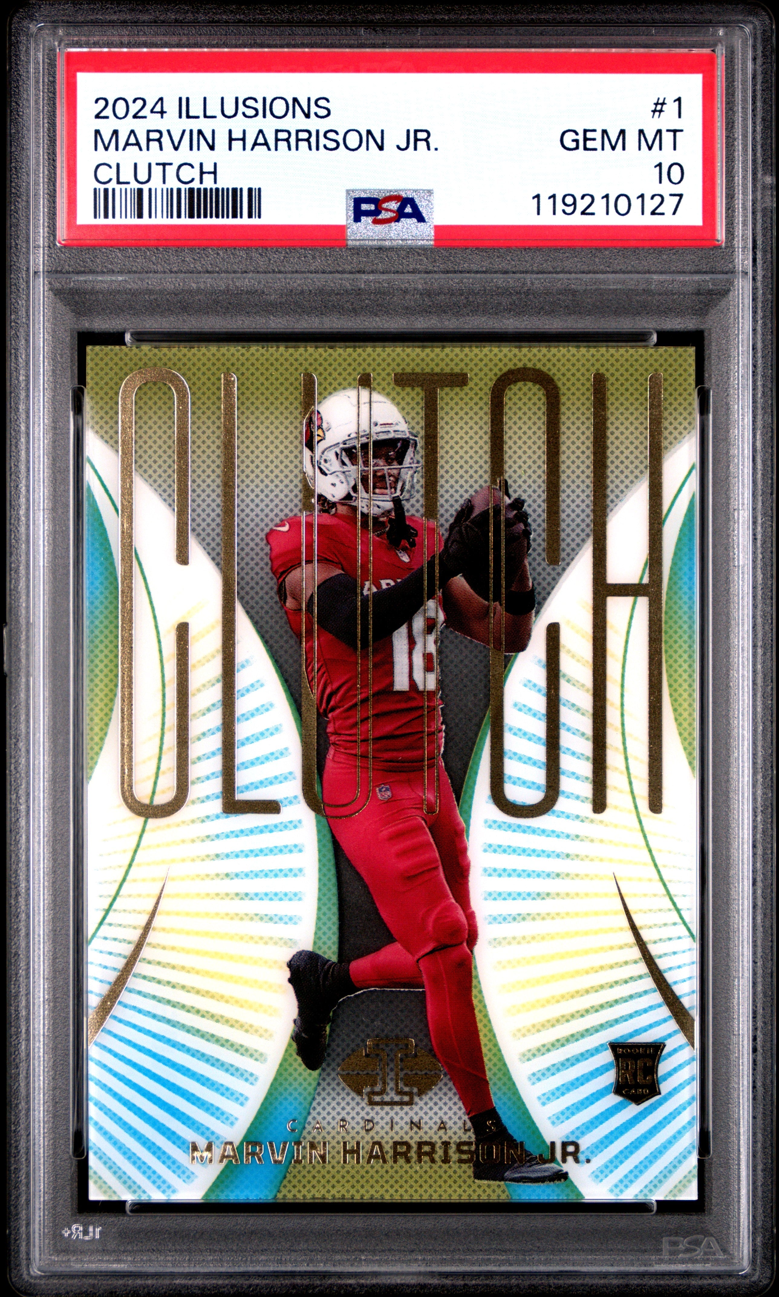 Graded 2024 Panini Illusions Marvin Harrison Jr #1 Clutch Rookie RC Football Card PSA 10 Gem Mint