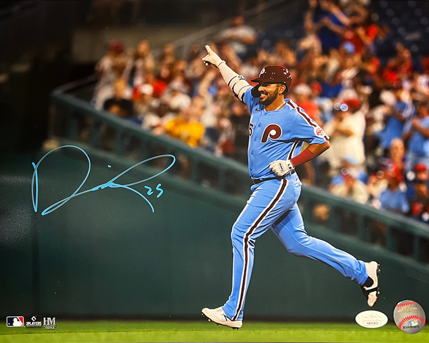 Darick Hall Runs The Bases Philadelphia Phillies Autographed Baseball Photo
