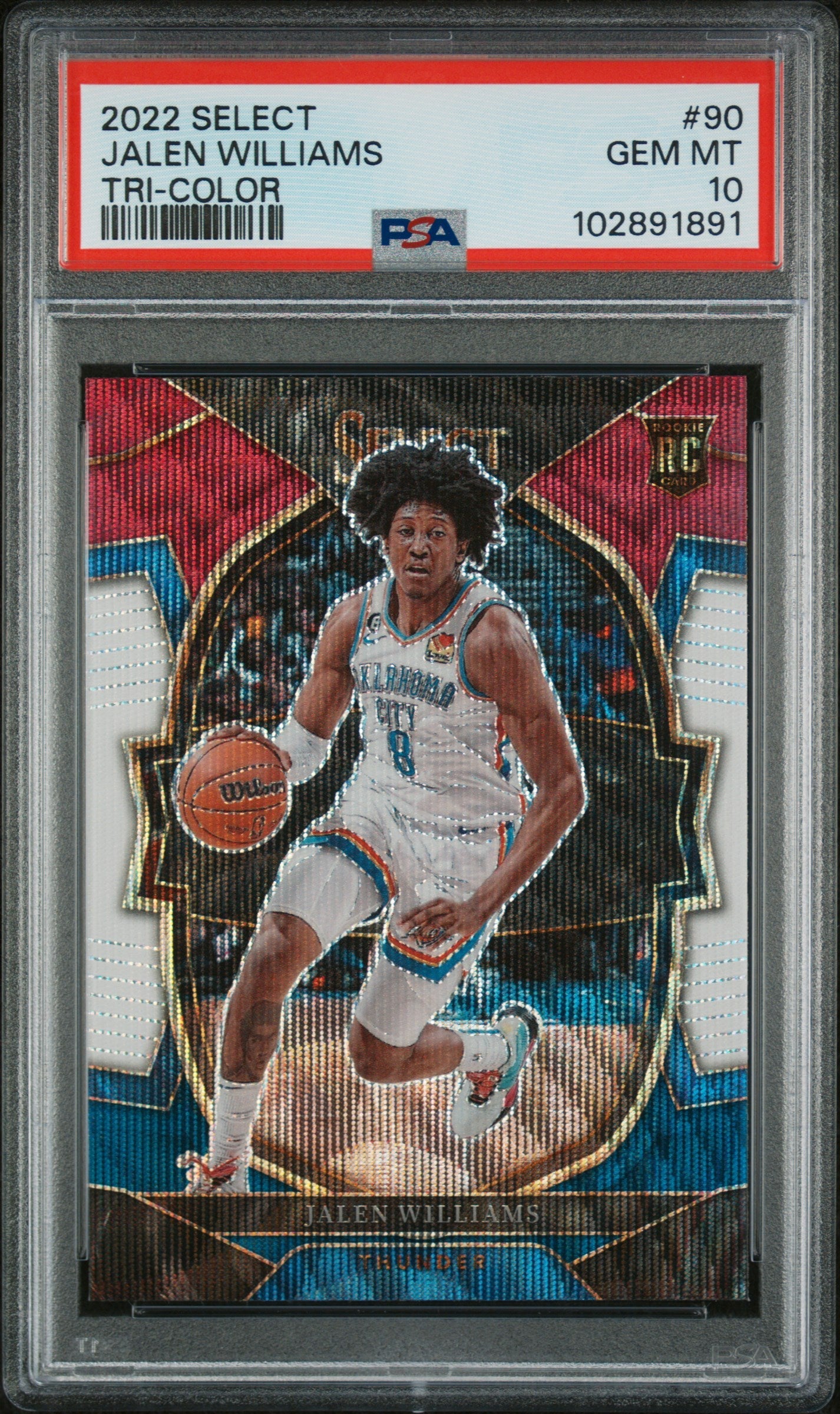 Graded 2022 Panini Select Jalen Williams #90 Tri Color Rookie RC Basketball Card PSA 10 Gem Mint