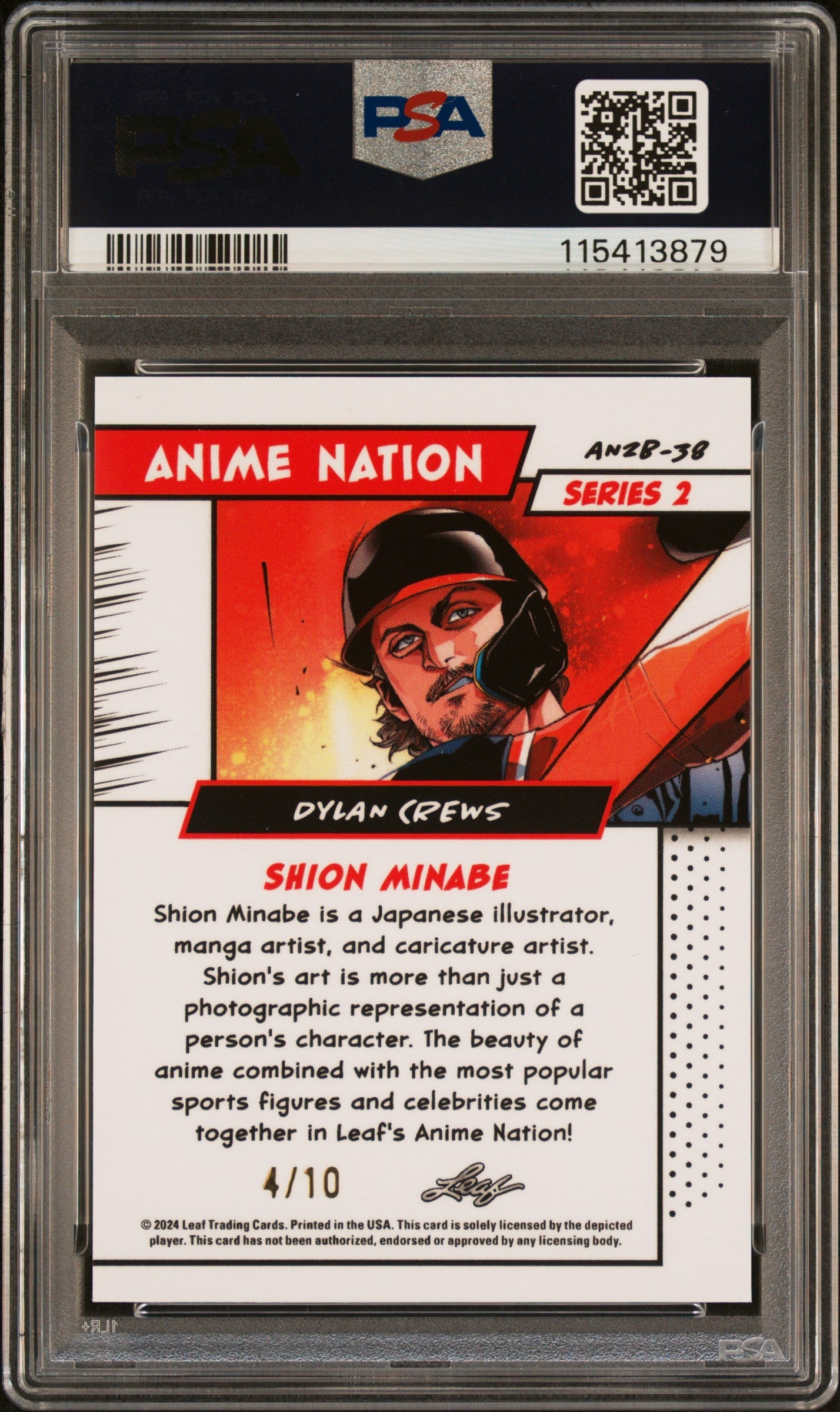Graded 2024 Leaf Web Exclusives Dylan Crews #38 Anime Nation Series 2 Pink /10 Baseball Card PSA 8 Near Mint