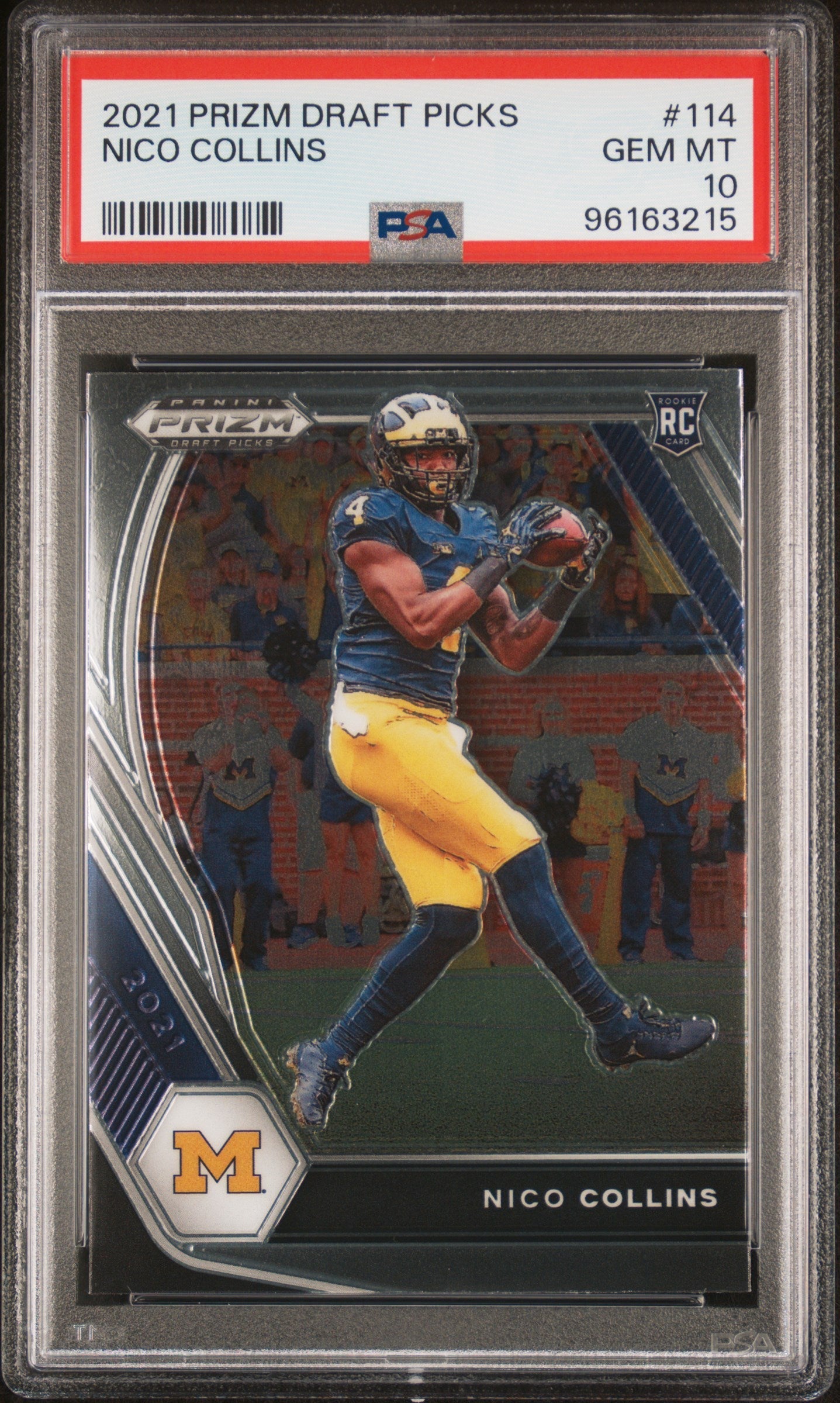 Graded 2021 Panini Prizm Draft Picks Nico Collins #114 Rookie RC Football Card PSA 10 Gem Mint