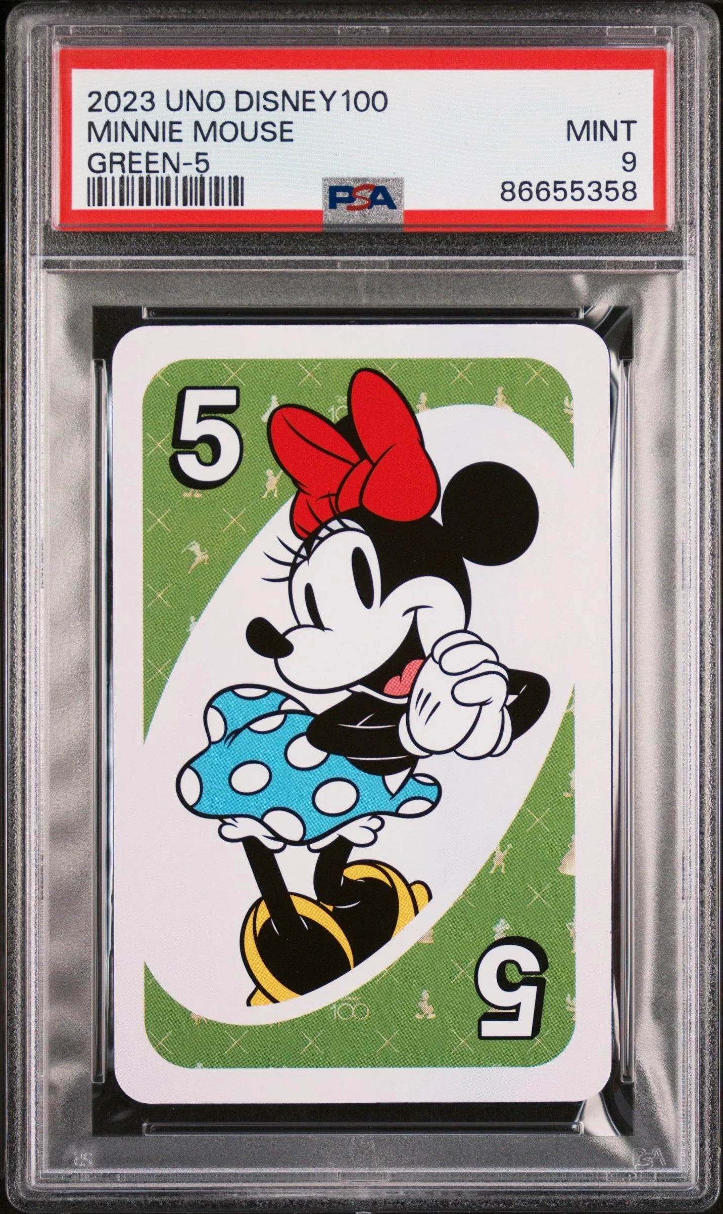 2023 UNO DISNEY 100 MINNIE MOUSE GREEN 5 PSA 9