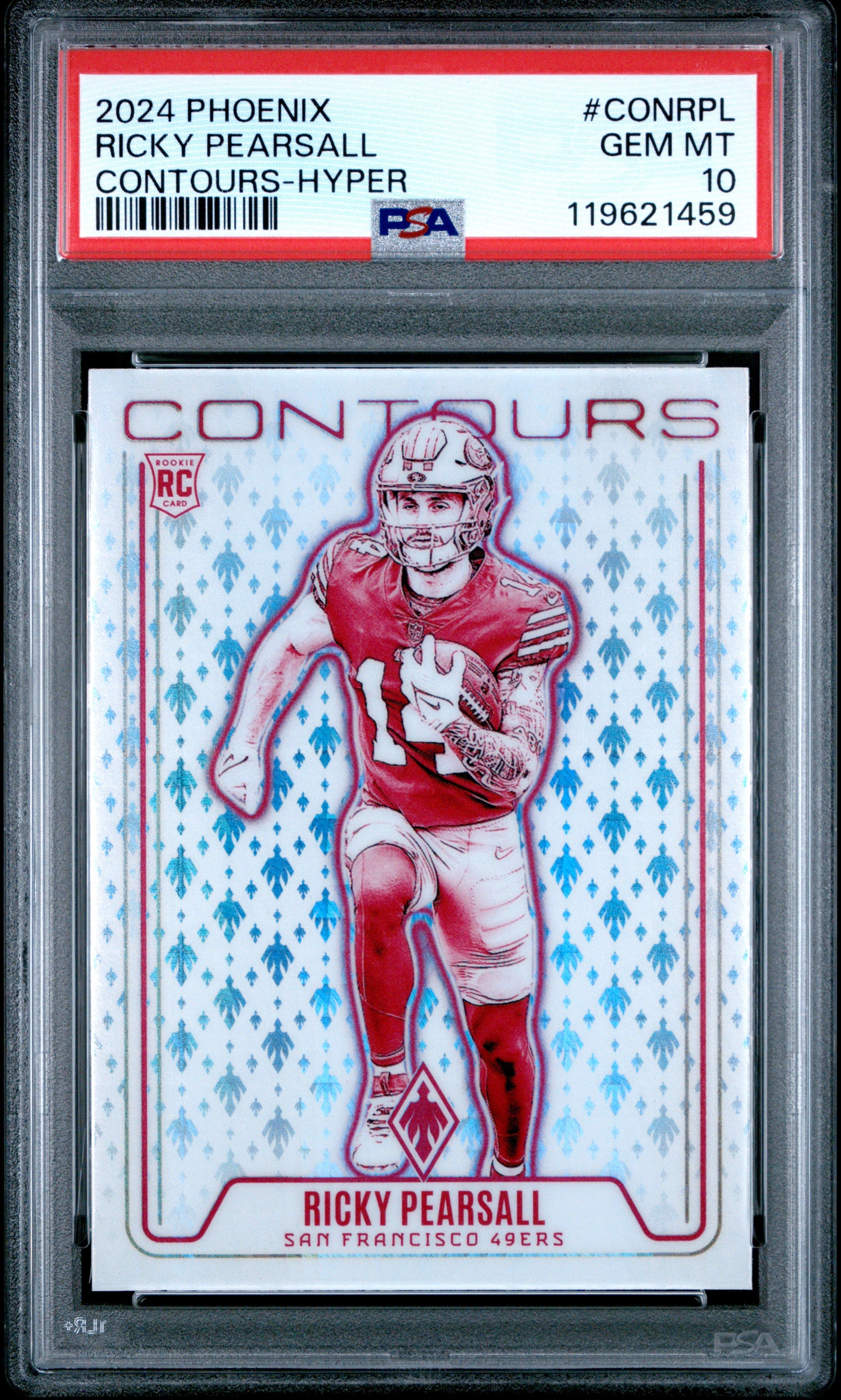 Graded 2024 Panini Phoenix Ricky Pearsall #CONRPL Contours Hyper Rookie RC Football Card PSA 10 Gem Mint