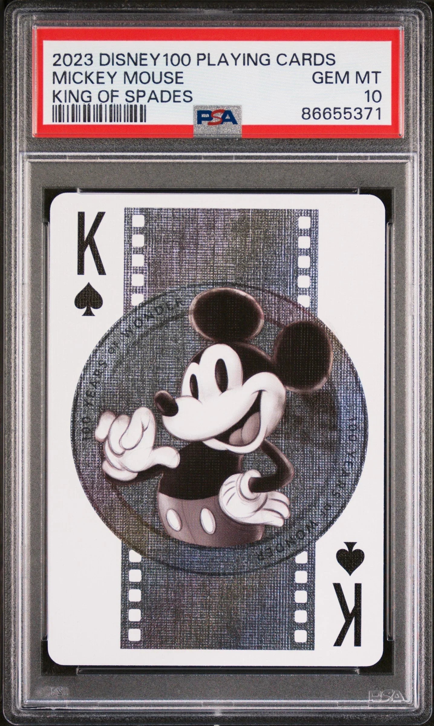2023 DISNEY 100 PLAYING CARDS MICKEY MOUSE KING OF SPADES PSA 10
