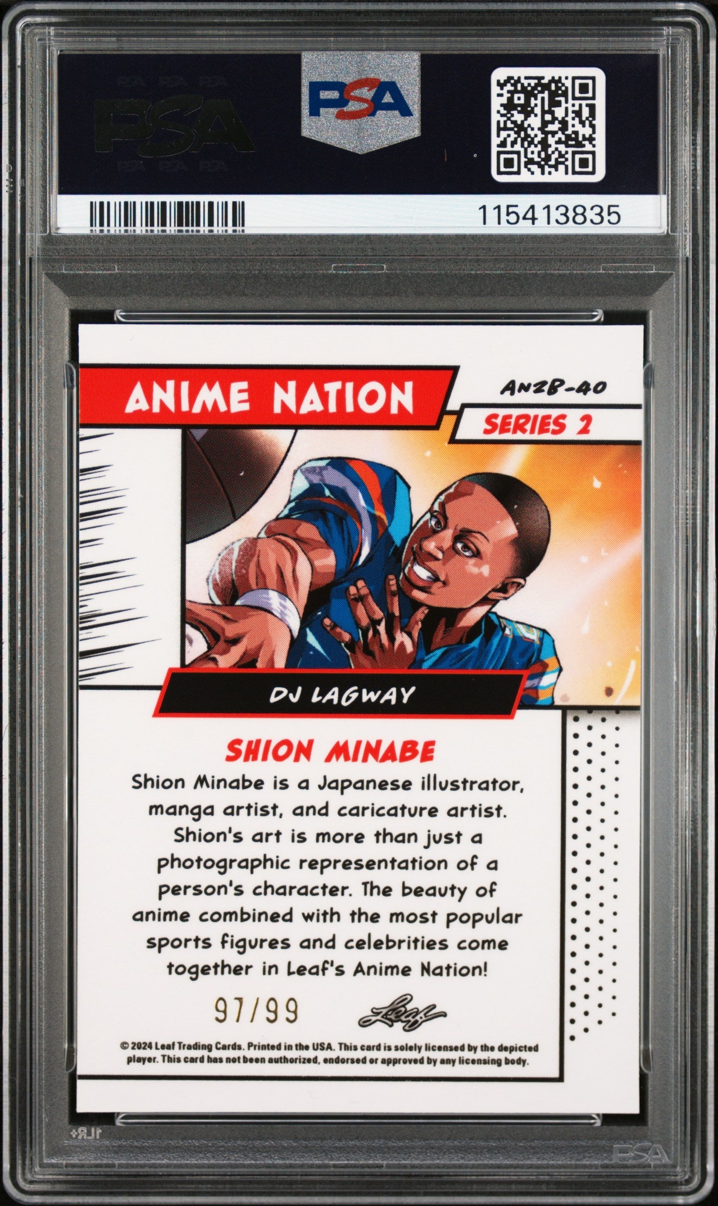 Graded 2025 Leaf Web Exclusives DJ Lagway #40 Anime Nation Series 2 /99 Football Card PSA 9 Mint