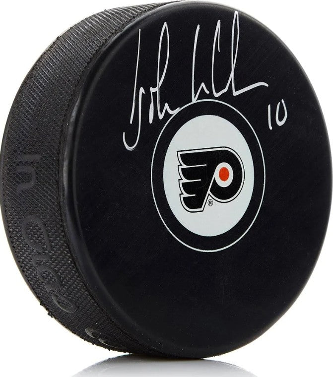 John LeClair Philadelphia Flyers Autographed Hockey Logo Puck