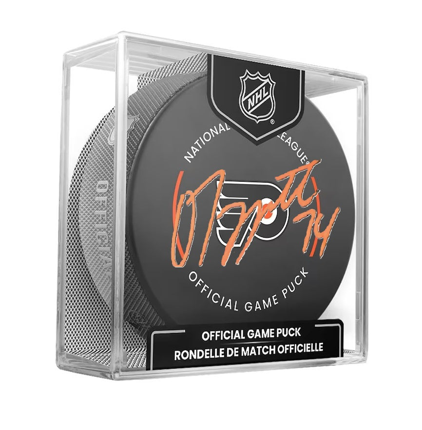 Owen Tippett Philadelphia Flyers Autographed Game Model Hockey Puck