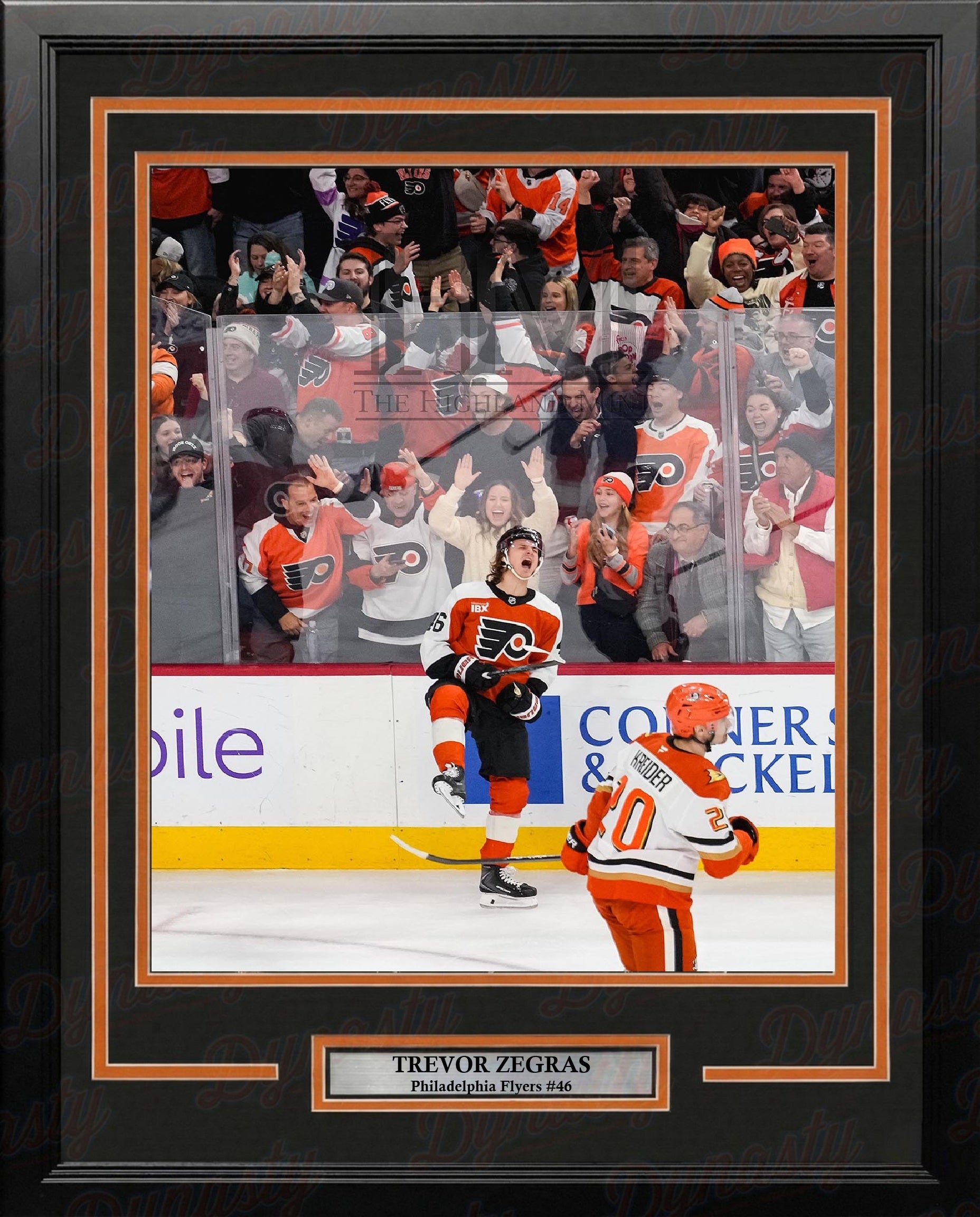 Trevor Zegras Philadelphia Flyers Celebration 16" x 20" Framed Hockey Photo