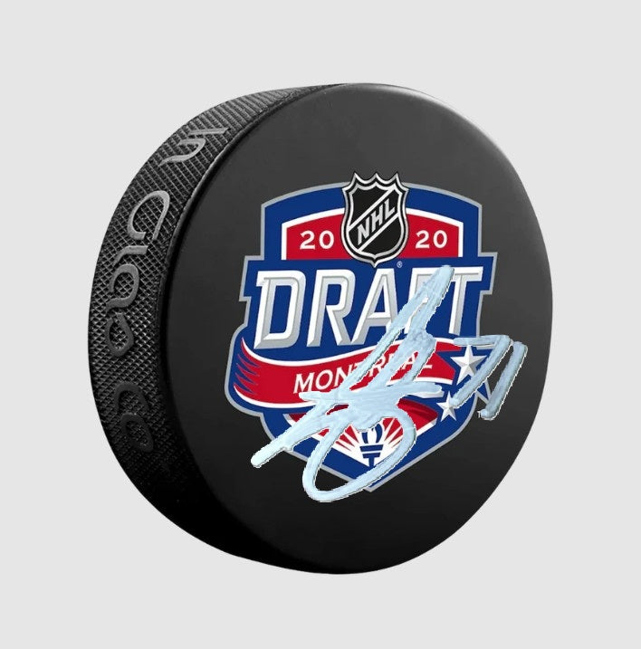 Tyson Foerster Autographed Philadelphia Flyers 2020 Draft Hockey Logo Puck