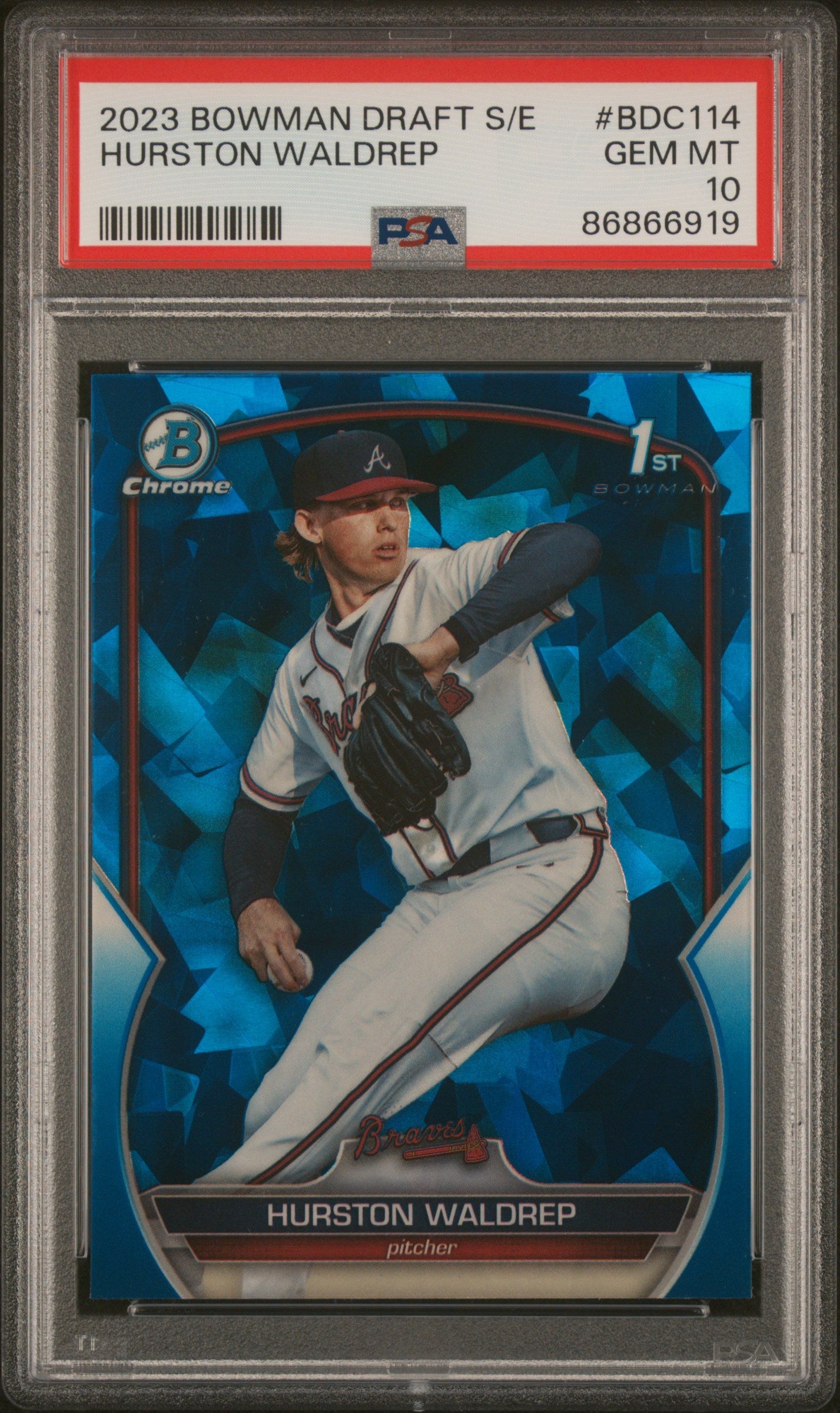 Graded 2023 Topps Bowman Draft Sapphire Hurston Waldrep #BDC114 Rookie RC Baseball Card PSA 10 Gem Mint
