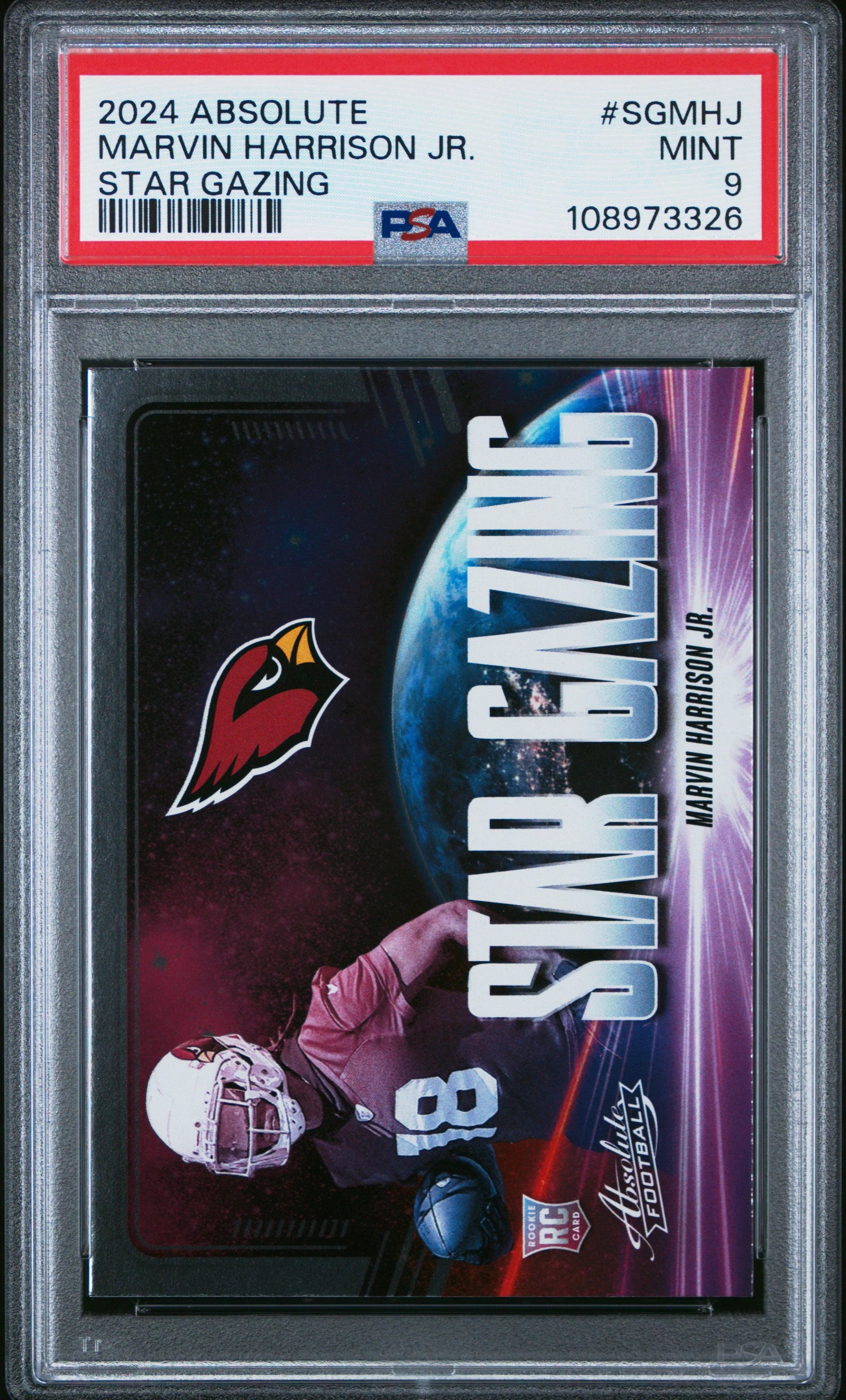 Graded 2024 Panini Absolute Marvin Harrison Jr #SGMHJ Star Gazing Rookie RC Football Card PSA 9 Mint