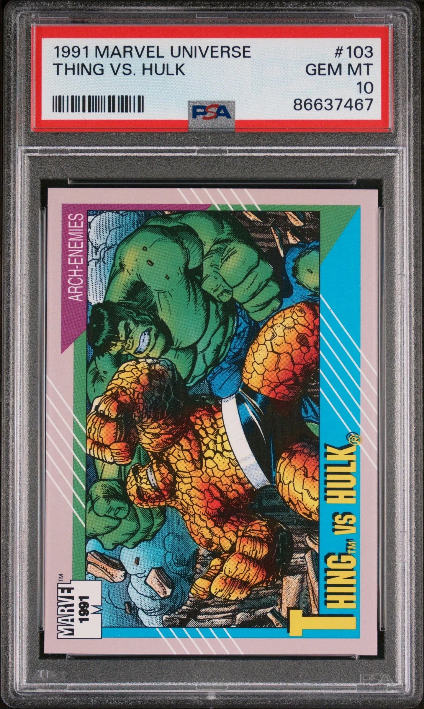 1991 MARVEL UNIVERSE THING VS. HULK  #103 - PSA 10