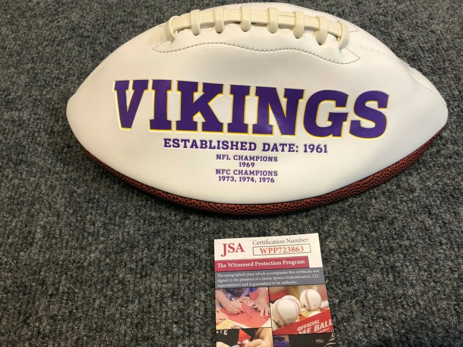 Garrett Bradbury Autographed Signed Insc Minnesota Vikings Logo Football Jsa Coa