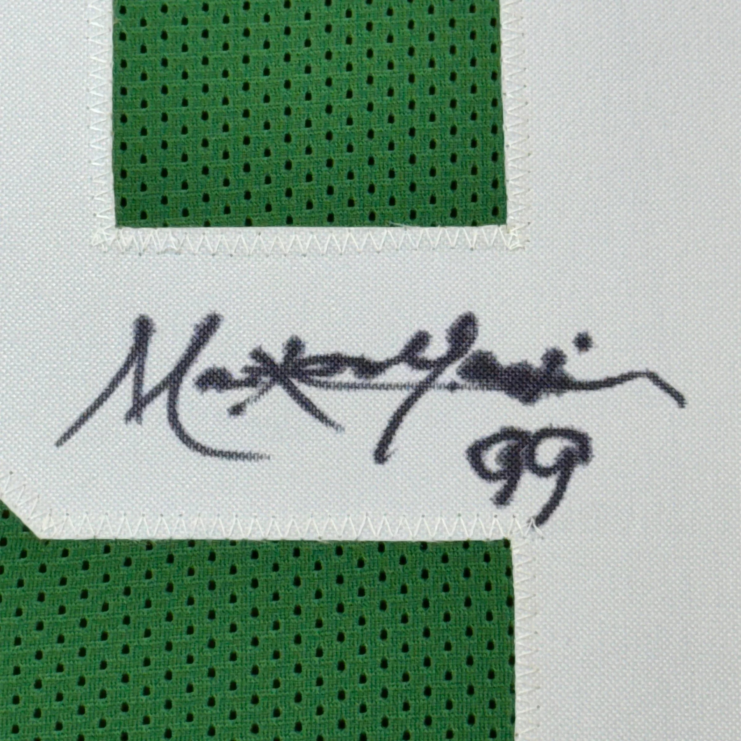 Framed Autographed/Signed Mark Gastineau 35x39 New York Green Football Jersey JSA COA