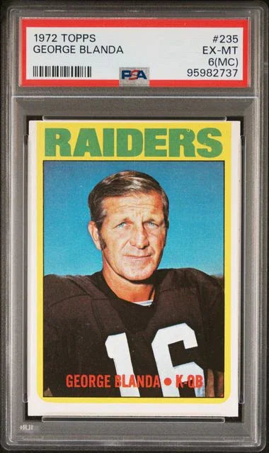 Graded 1972 Topps George Blanda #235 Football Card PSA 6 EX-MT