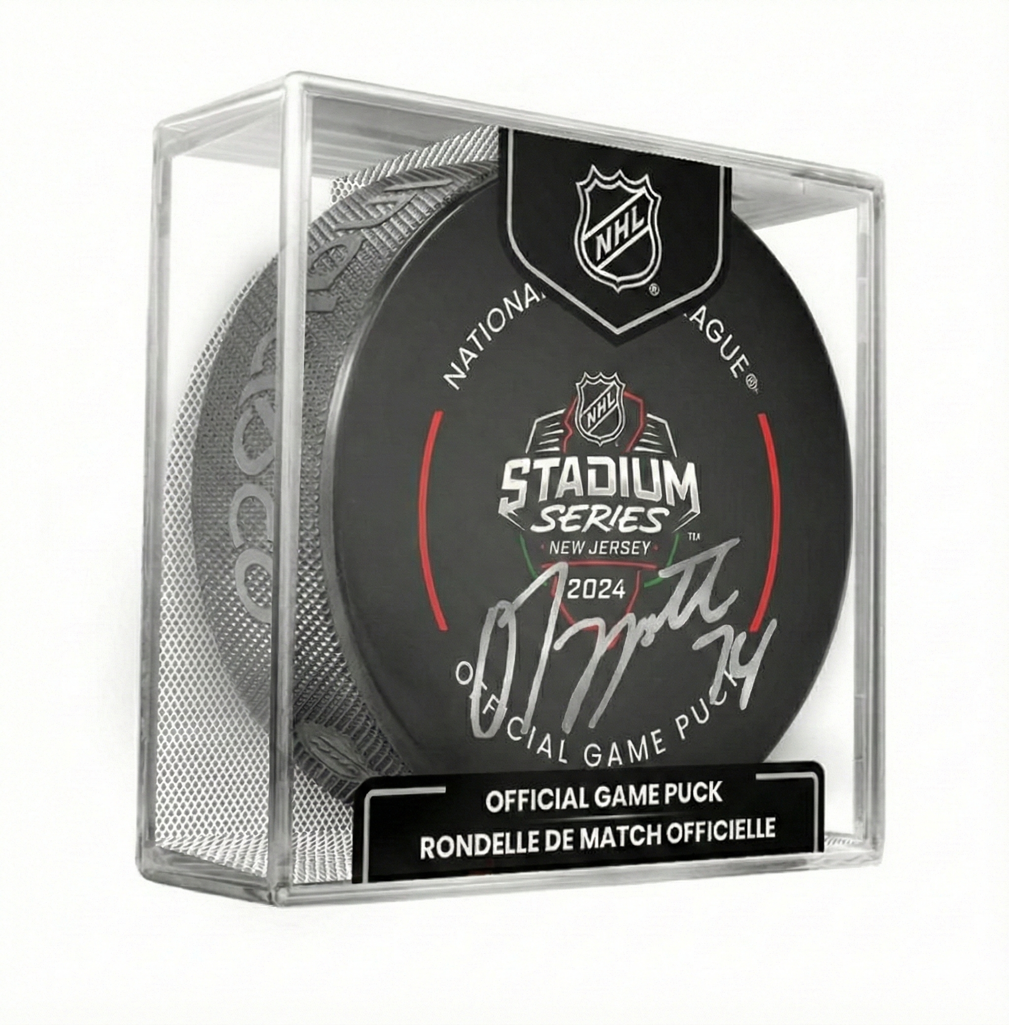Owen Tippett Autographed Philadelphia Flyers 2024 Stadium Series Hockey Game Model Puck - Silver Sig