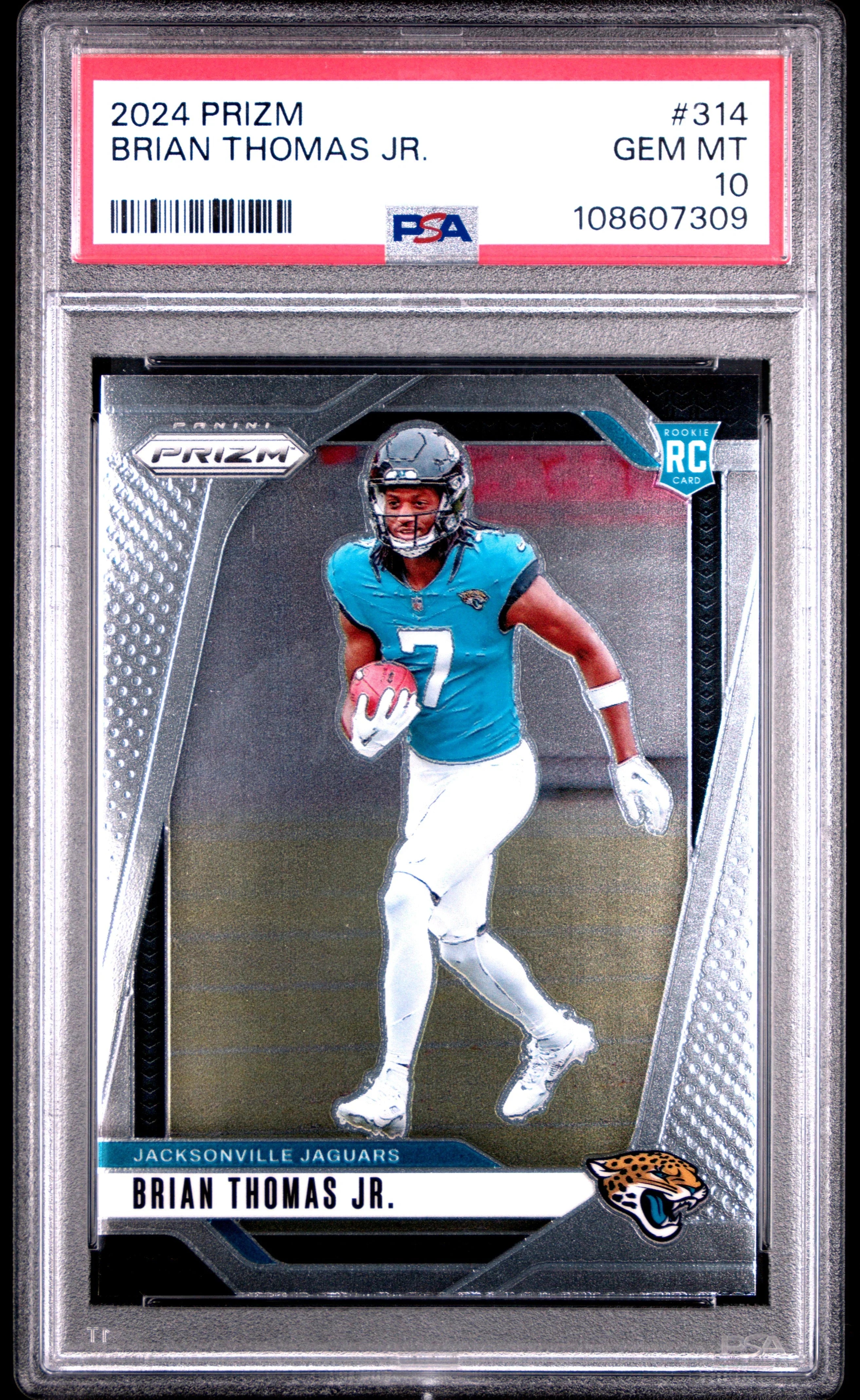 Graded 2024 Panini Prizm Brian Thomas Jr #314 Rookie RC Football Card PSA 10 Gem Mint