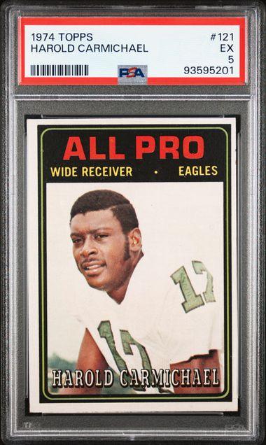 Graded 1974 Topps Harold Carmichael #121 Rookie RC Football Card PSA 5 Excellent