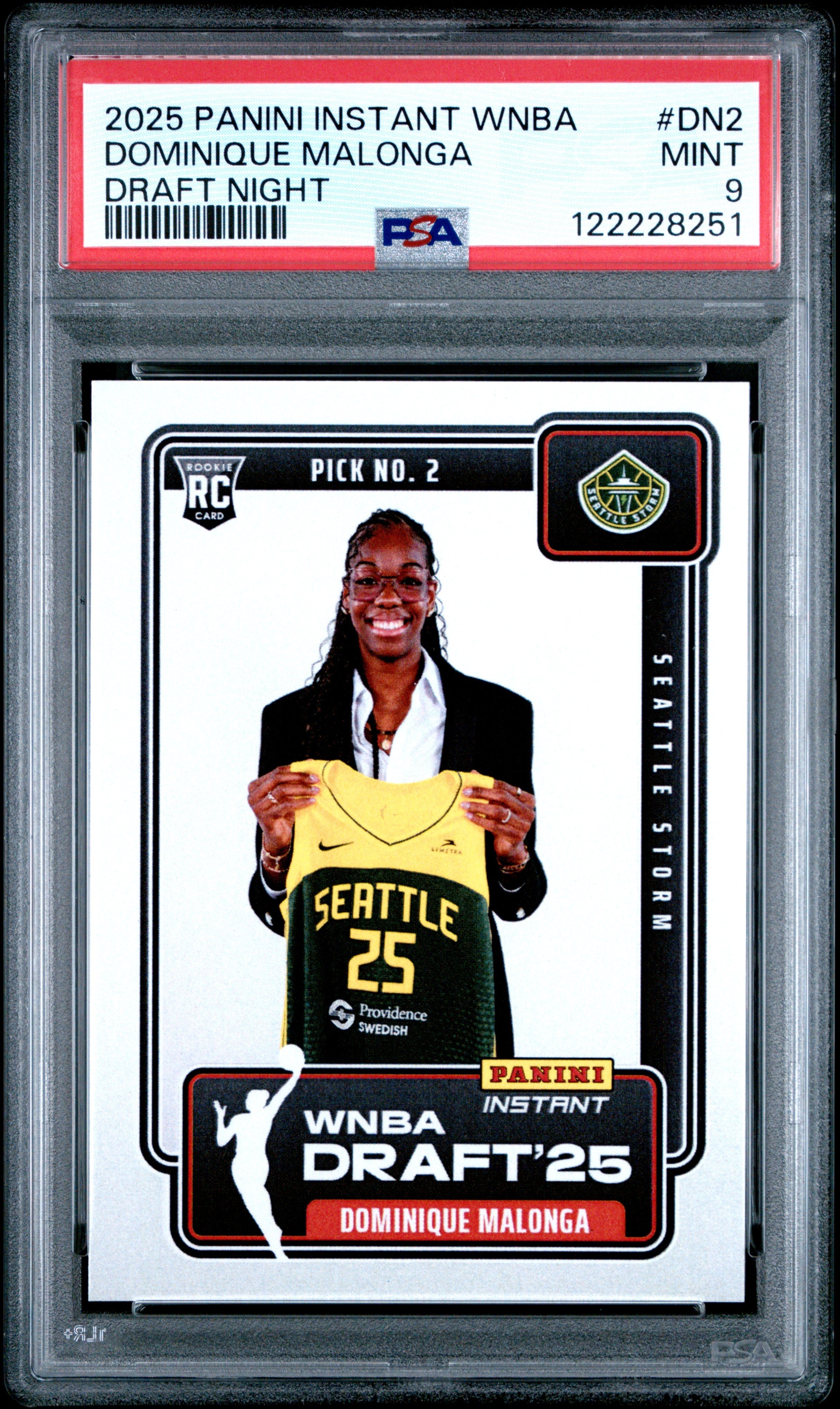 Graded 2025 Panini Instant Dominque Malonga #DN2 Draft Night Rookie RC Basketball Card PSA 9 Mint