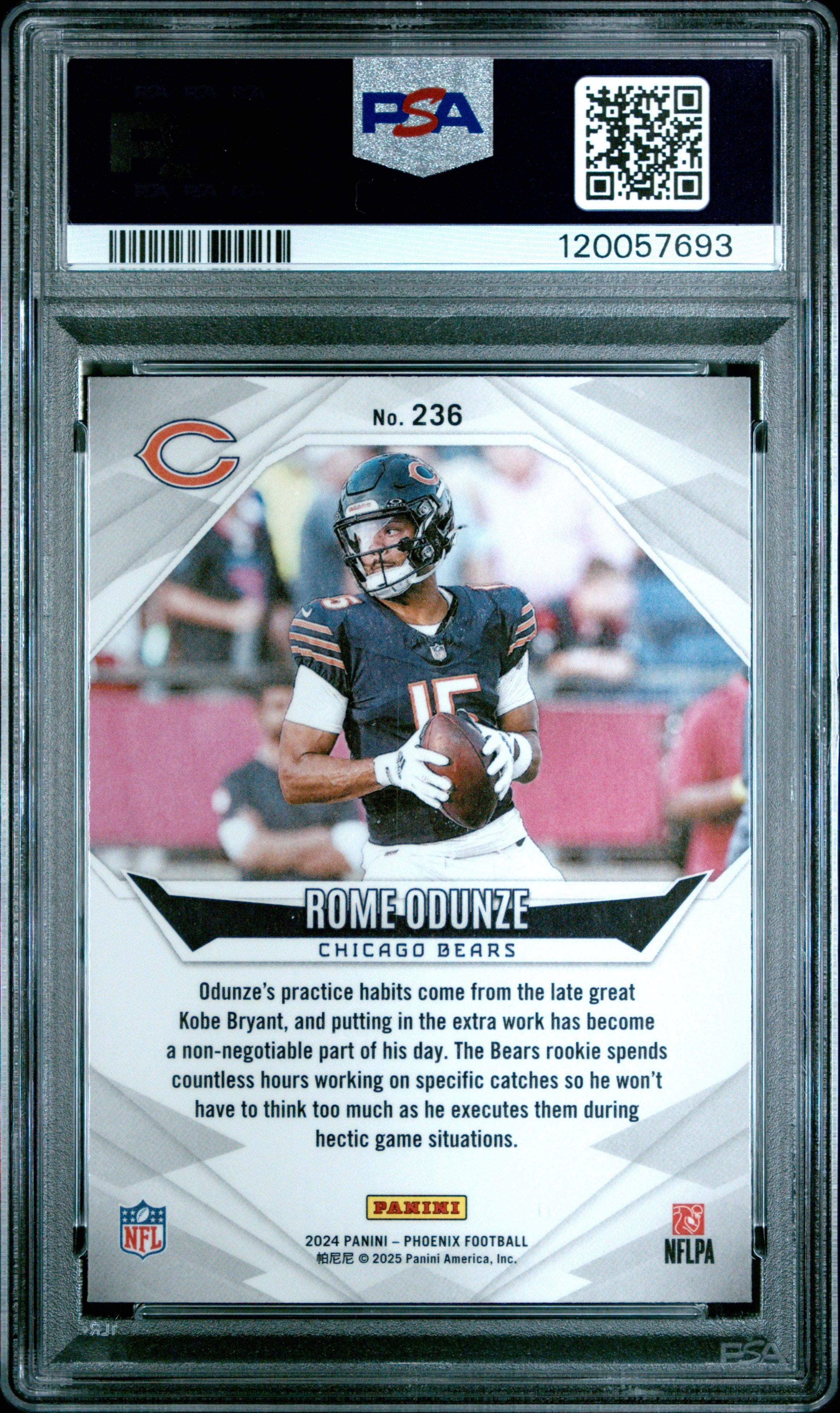 Graded 2024 Panini Phoenix Rome Odunze #236 Purple Fade Rookie RC Football Card PSA 10 Gem Mint