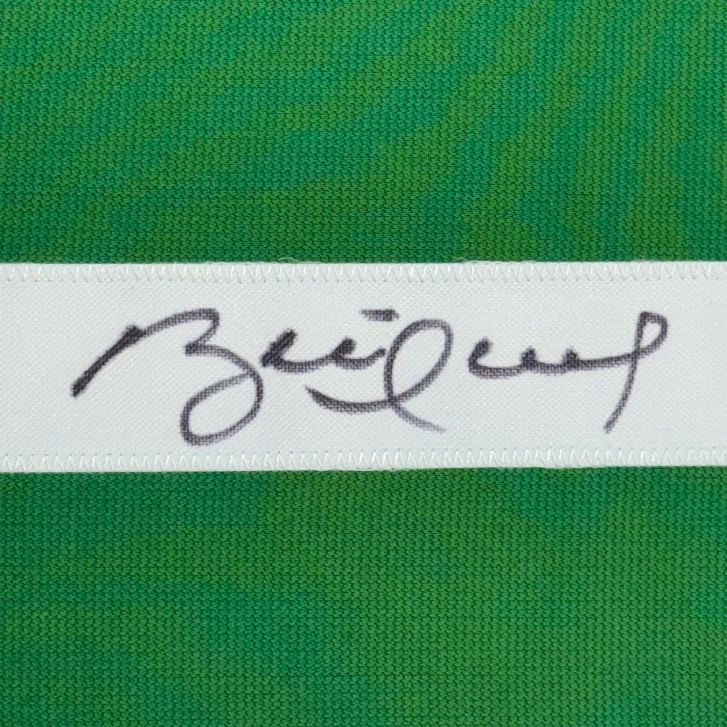 Framed Autographed/Signed Brett Hull 35x39 Dallas Green Hockey Jersey Beckett BAS COA