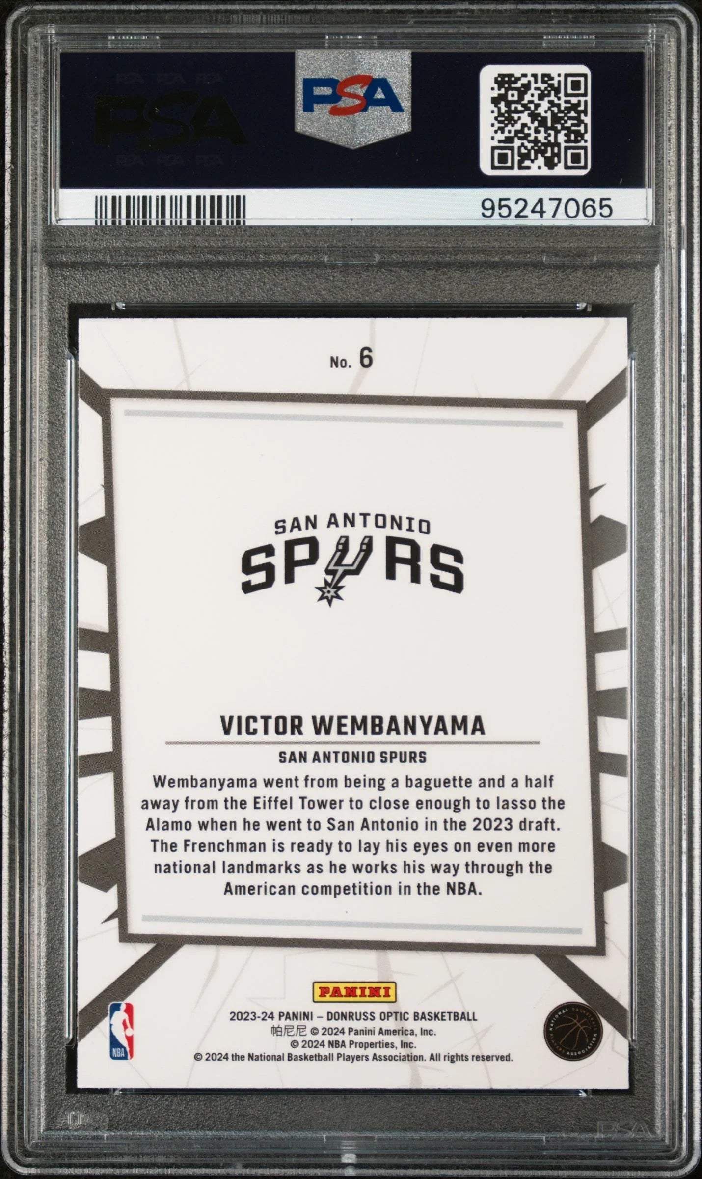 Graded 2023 Panini Donruss Optic Victor Wembanyama #6 My House Rookie RC Basketball Card PSA 10 Gem Mint