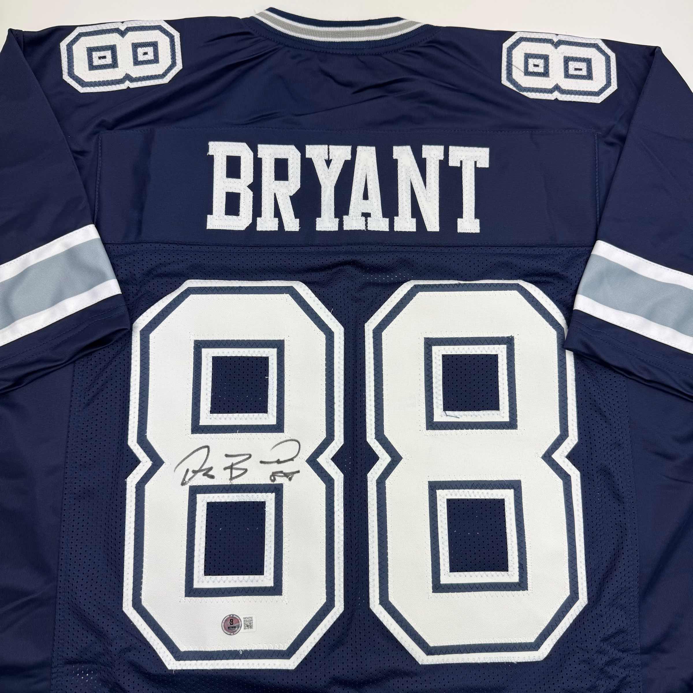Autographed/Signed Dez Bryant Dallas Blue Football Jersey Beckett BAS COA
