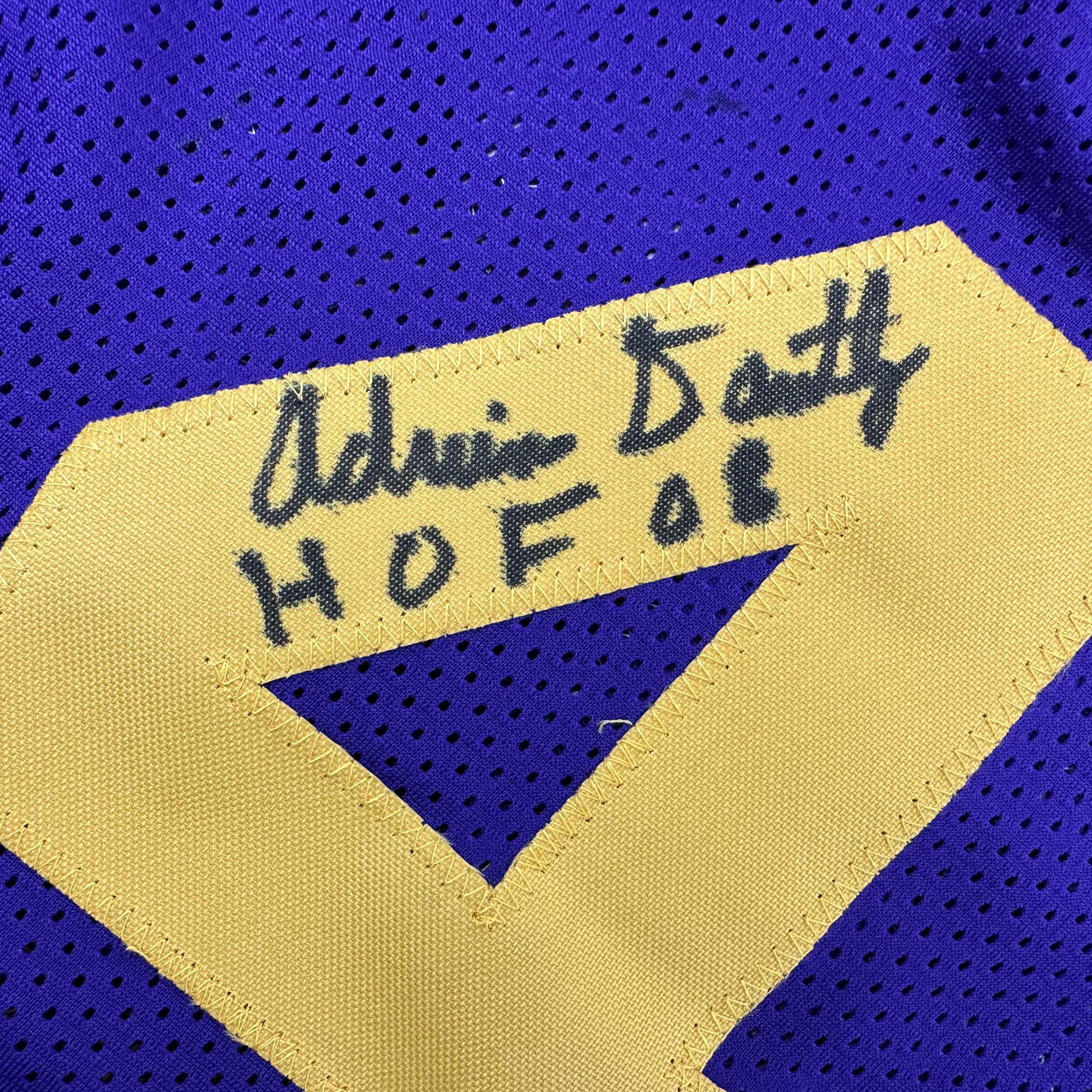 Autographed/Signed Adrian Dantley HOF 2008 Utah Purple Basketball Jersey Beckett BAS COA