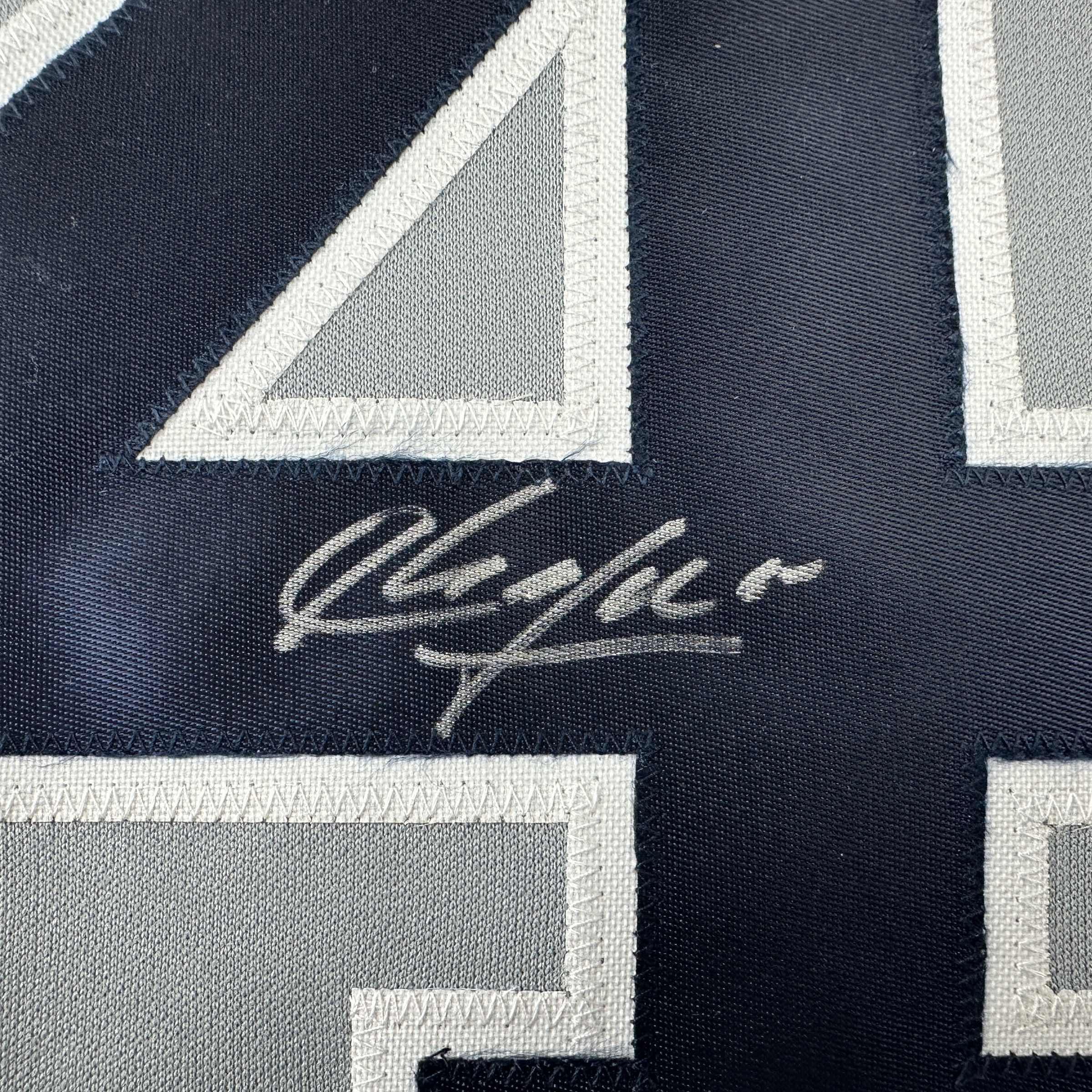 Autographed/Signed Aroldis Chapman New York Grey Baseball Jersey Beckett BAS COA