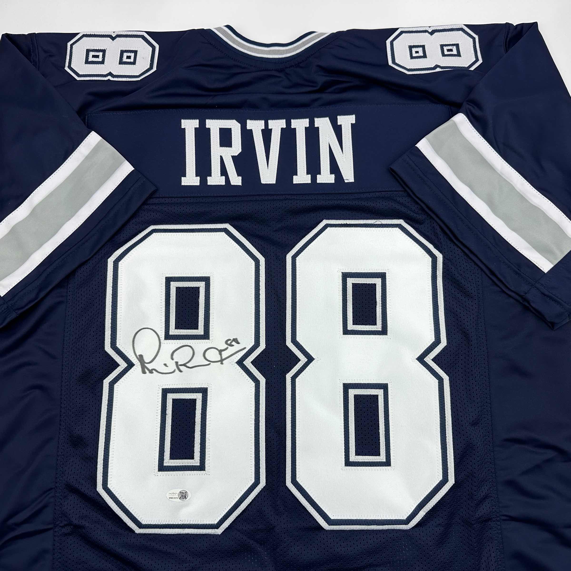 Autographed/Signed Michael Irvin Dallas Blue Football Jersey JSA COA