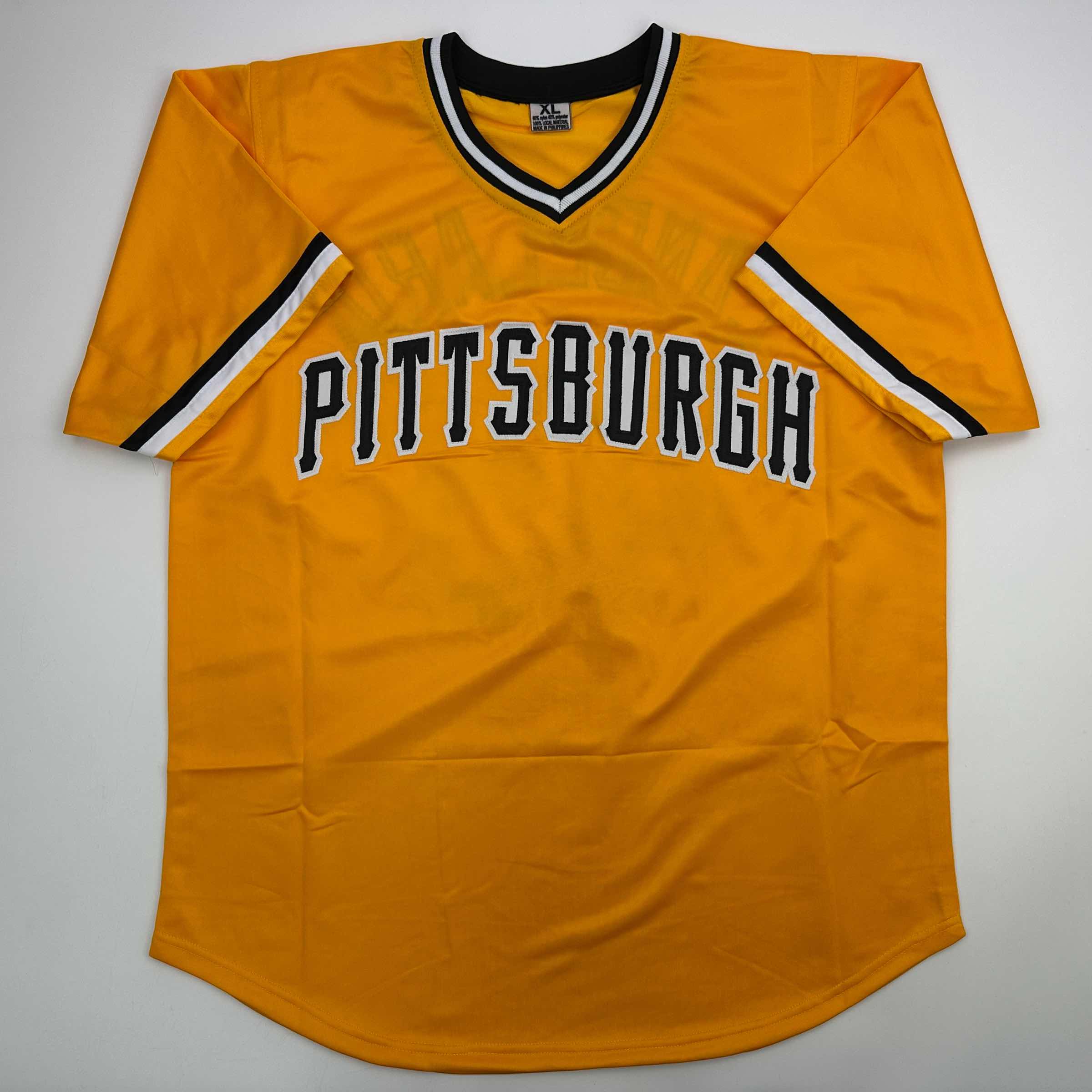 Autographed/Signed John Candelaria Pittsburgh Yellow Baseball Jersey JSA COA