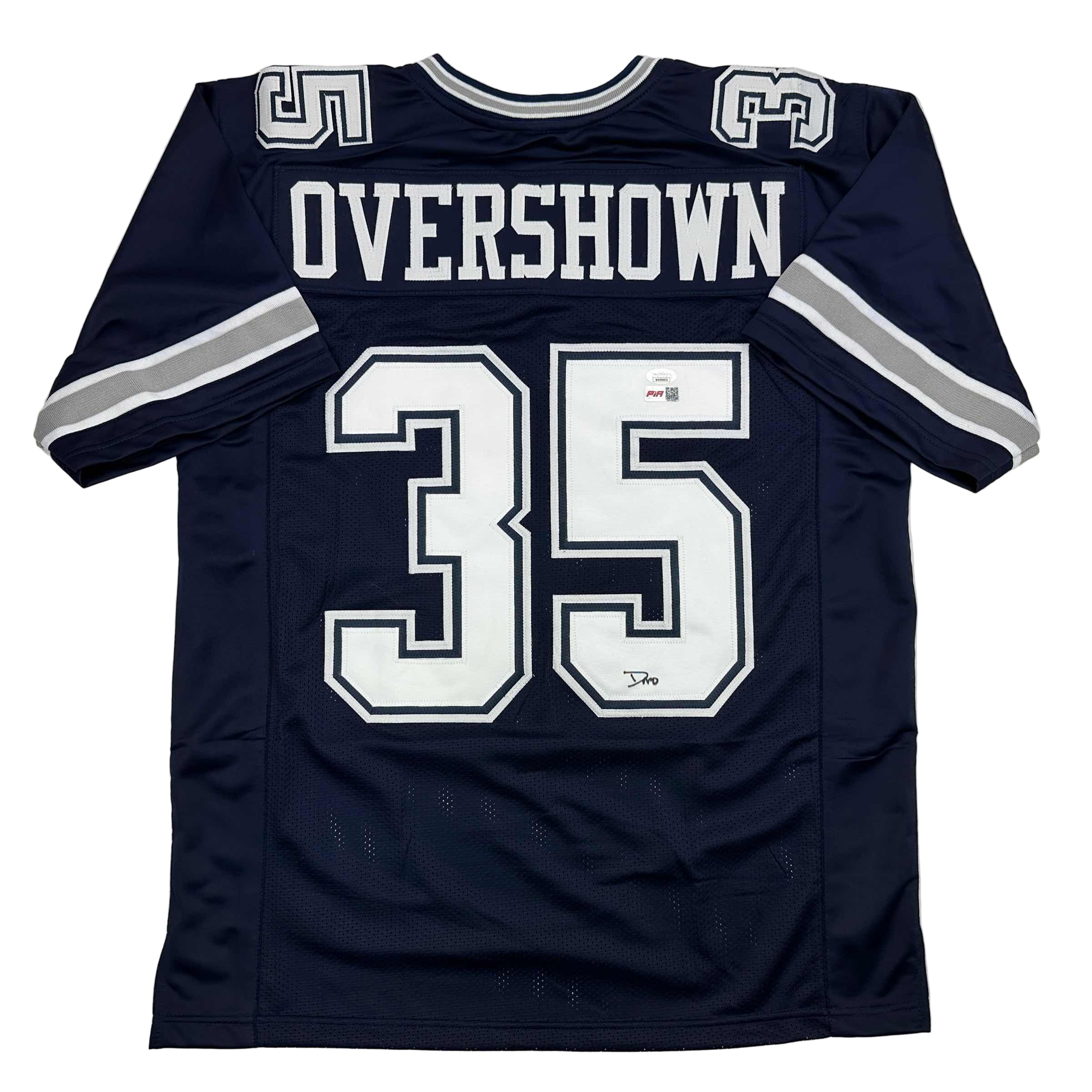 Autographed/Signed DeMarvion Overshown Dallas Blue Football Jersey JSA COA