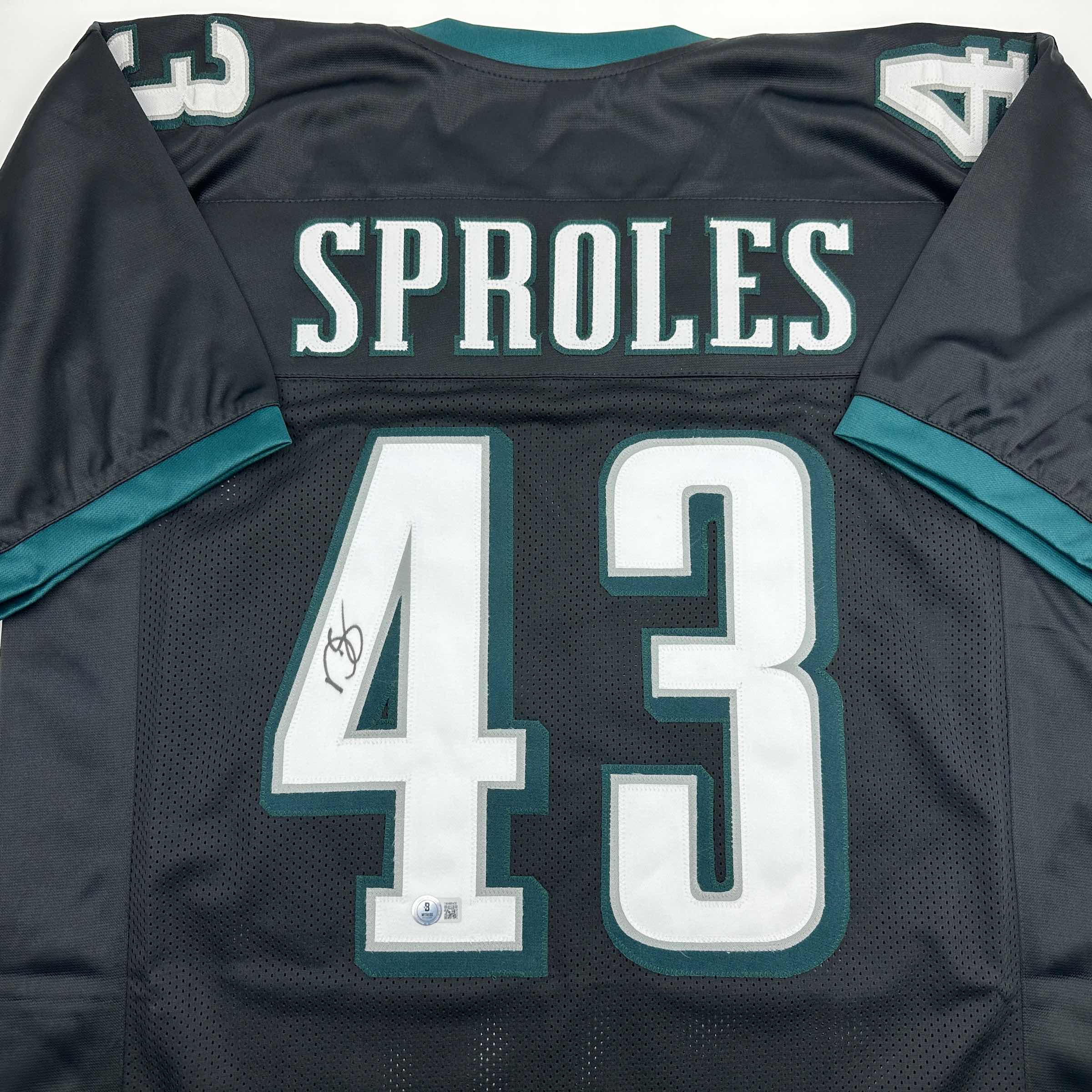 Autographed/Signed Darren Sproles Philadelphia Black Football Jersey Beckett BAS COA