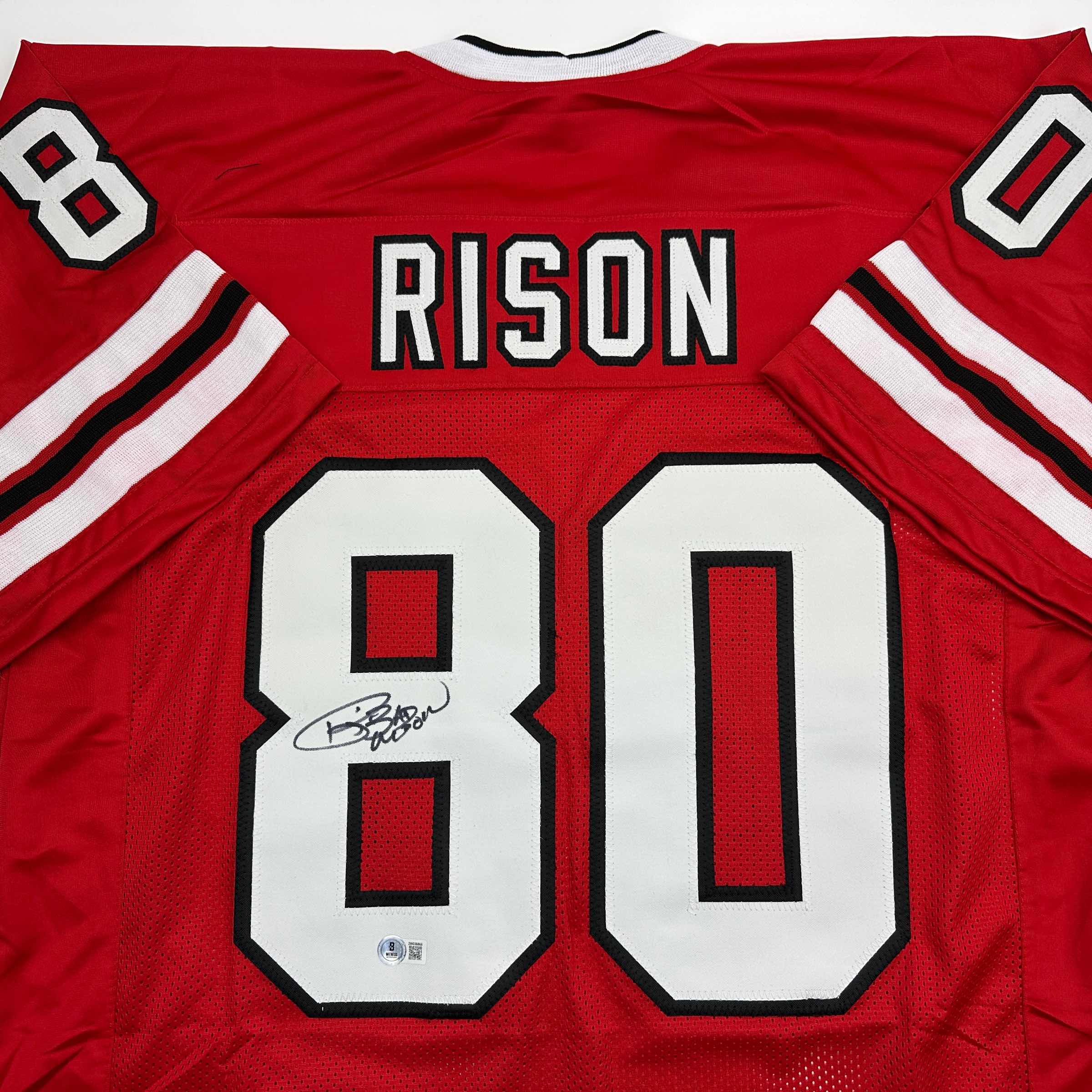 Autographed/Signed Andre Rison Atlanta Red Football Jersey Beckett BAS COA