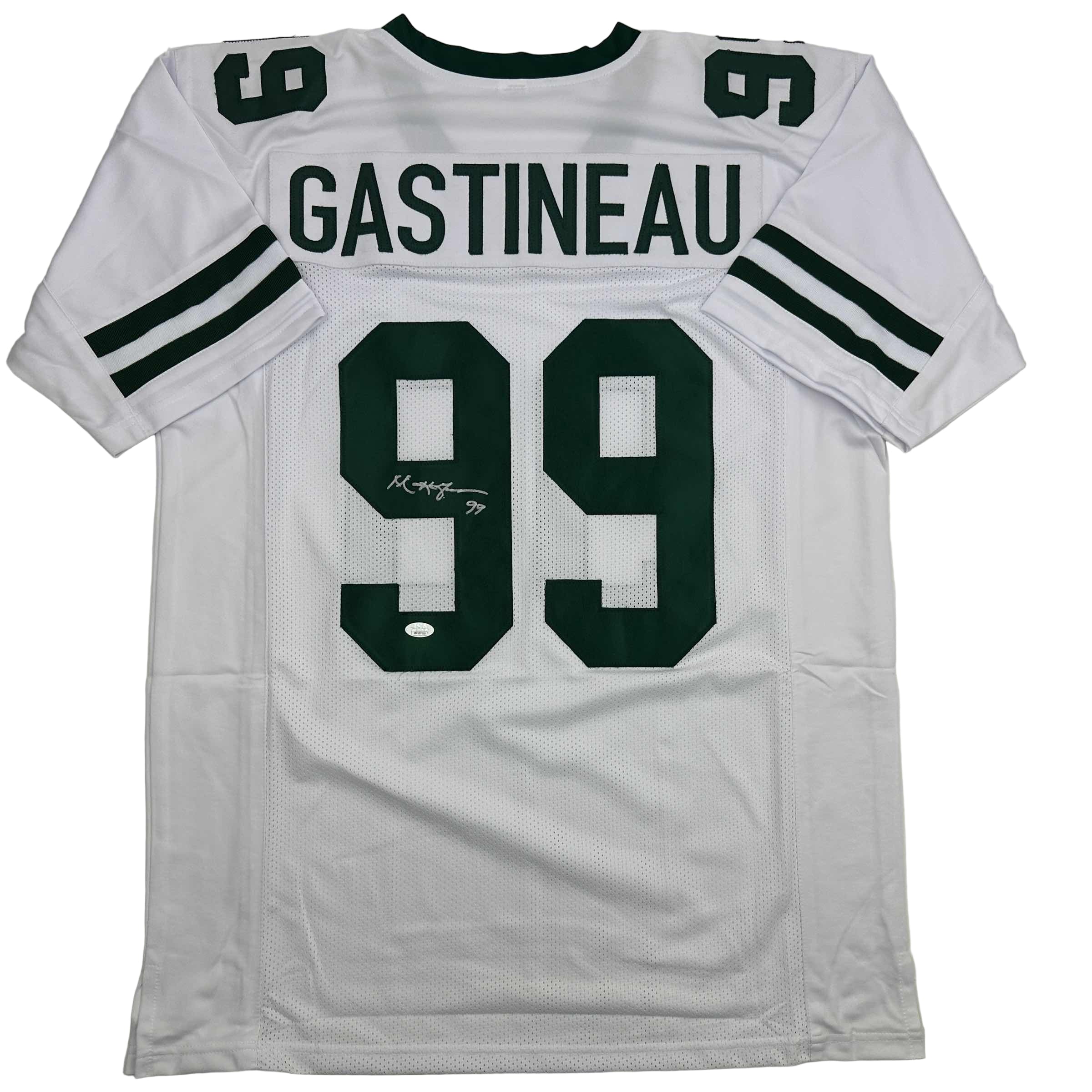 Autographed/Signed Mark Gastineau New York White Football Jersey JSA COA